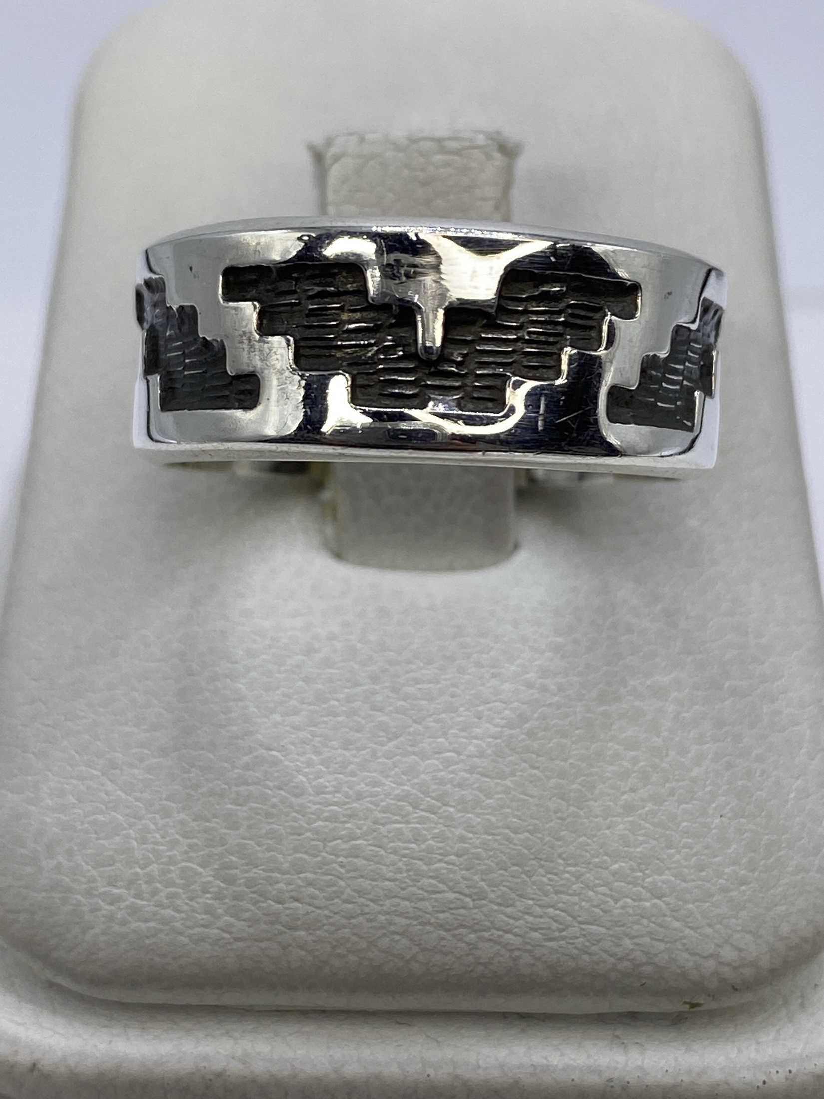 Anillo Repujado Geométrico Prehispánico — Taxco 925