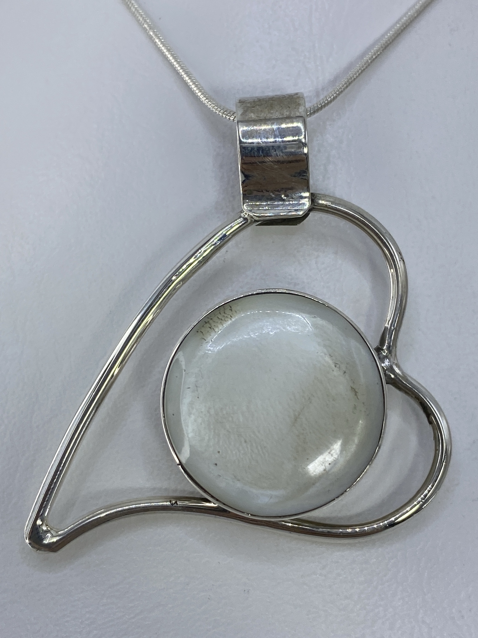 Dije Corazón de Plata 950 con Perla Blanca — Taxco