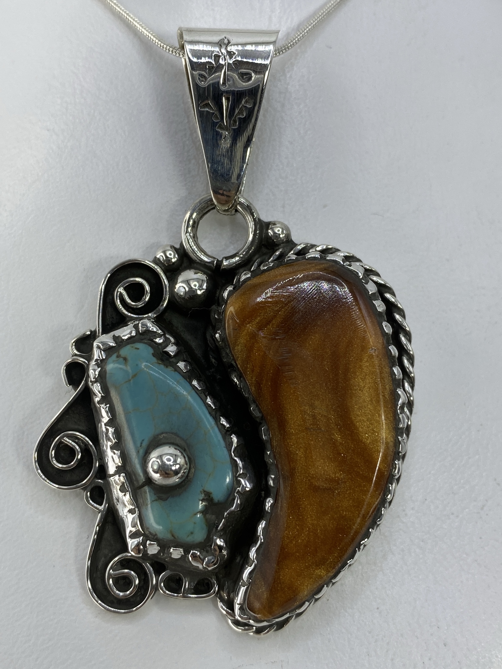 Dije de Plata Turquesa Azul Cielo — Taxco 925