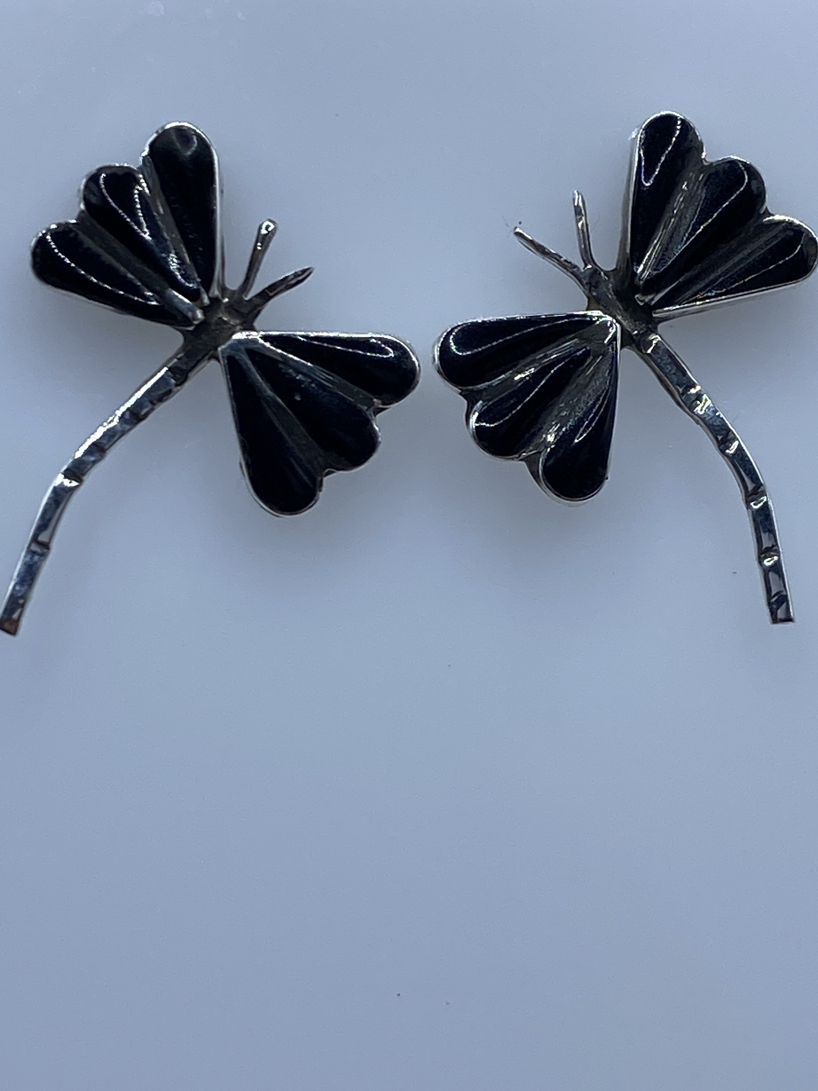Aretes de Plata Libélula con Ónix — Taxco 925