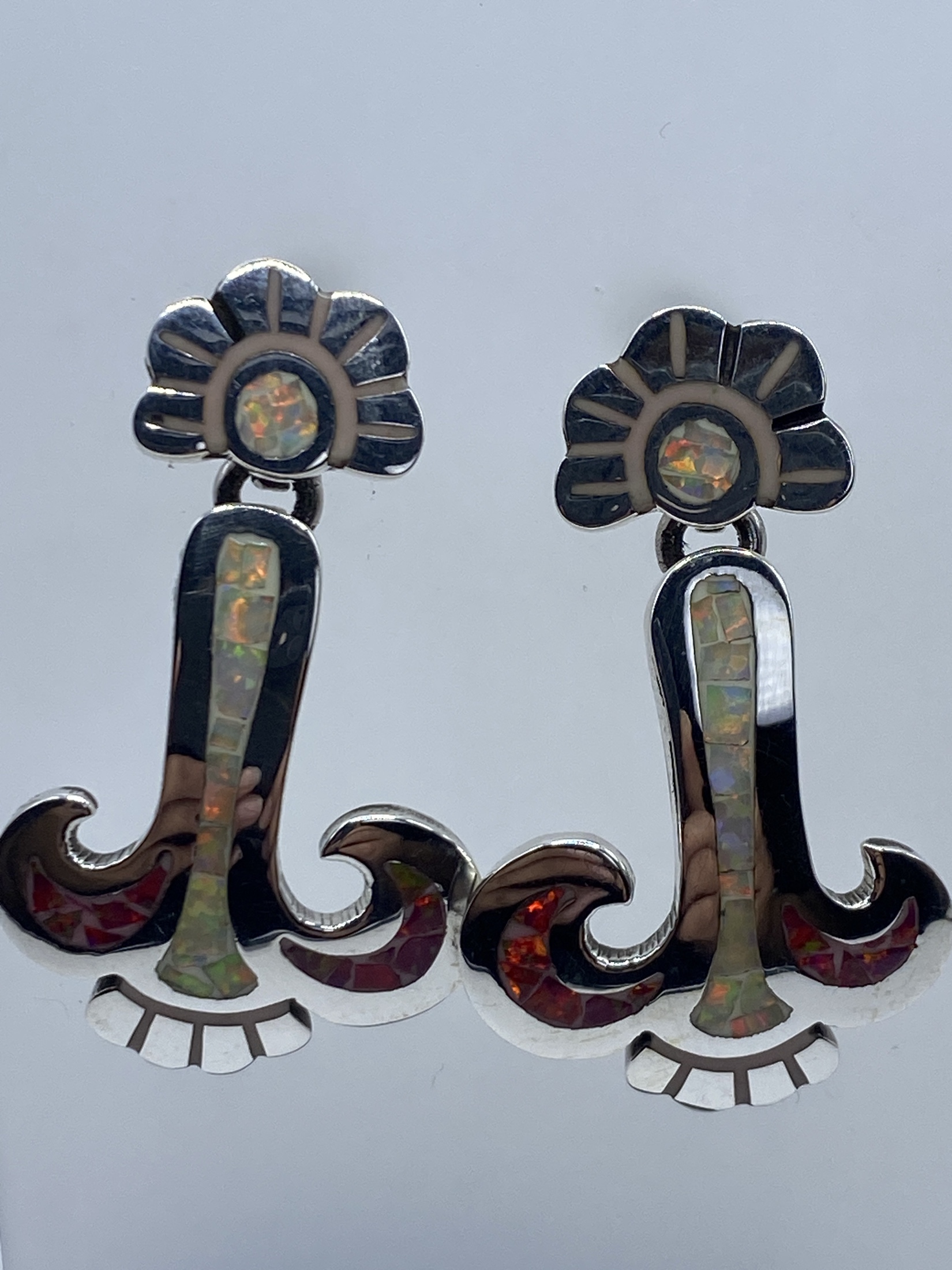 Aretes de Plata con Ópalo de Fuego — Taxco 925