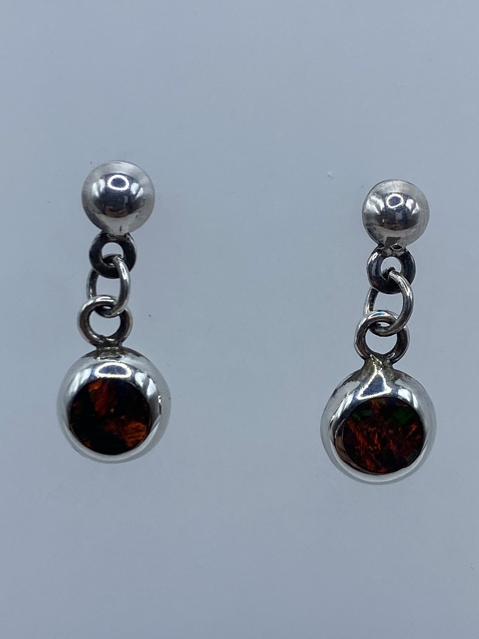 Aretes Plata Ópalo de Fuego — Engaste a Mano Taxco