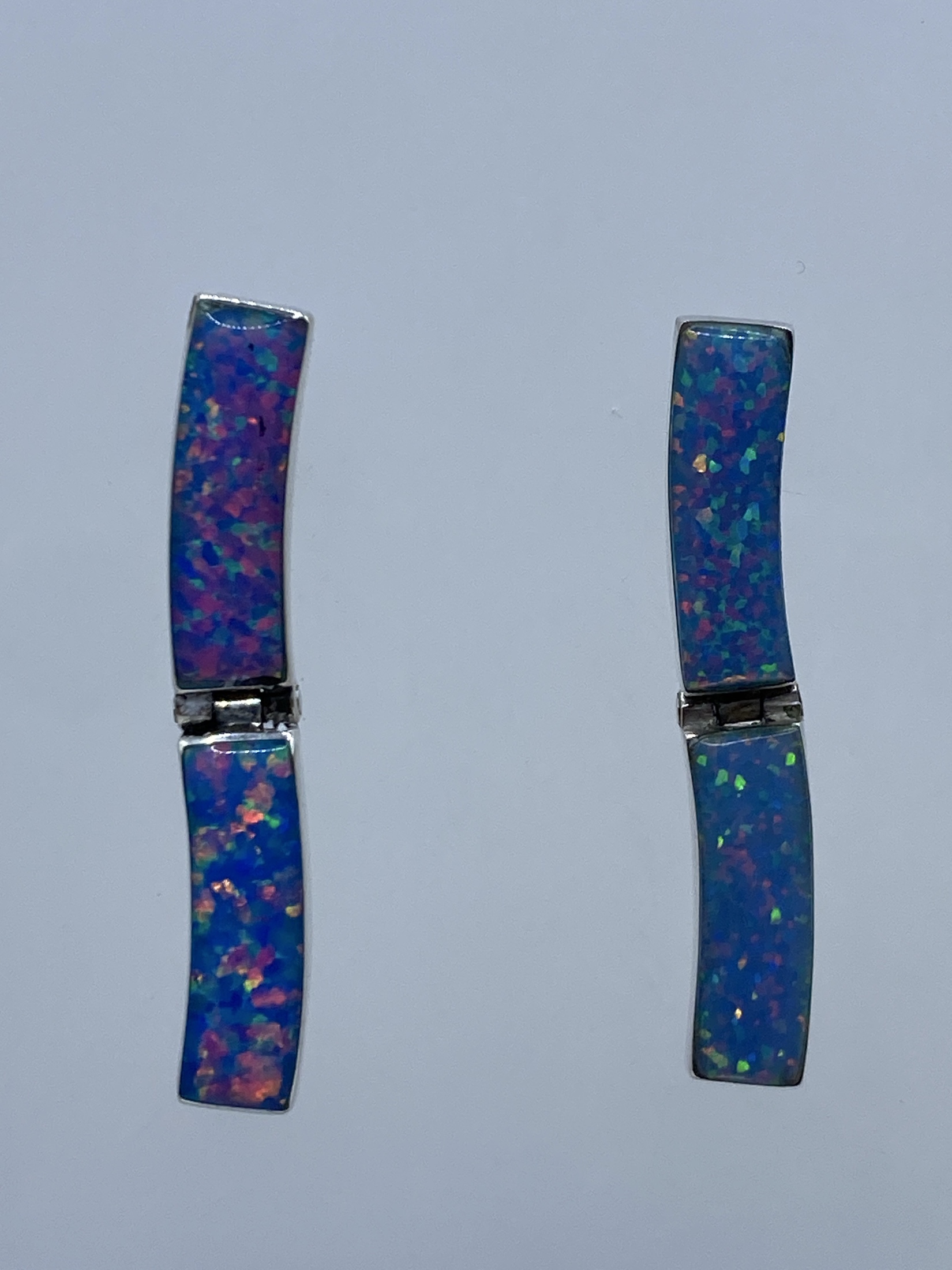 Aretes de Plata con Ópalo de Fuego Azul — Taxco 950