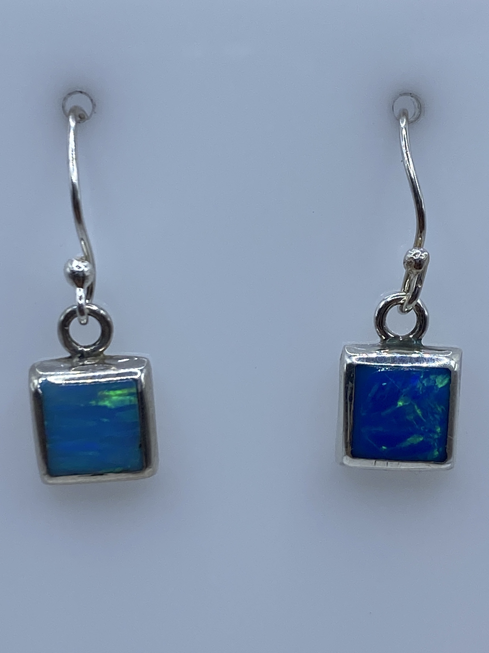Aretes Plata Ópalo de Fuego Azul — Taxco 925