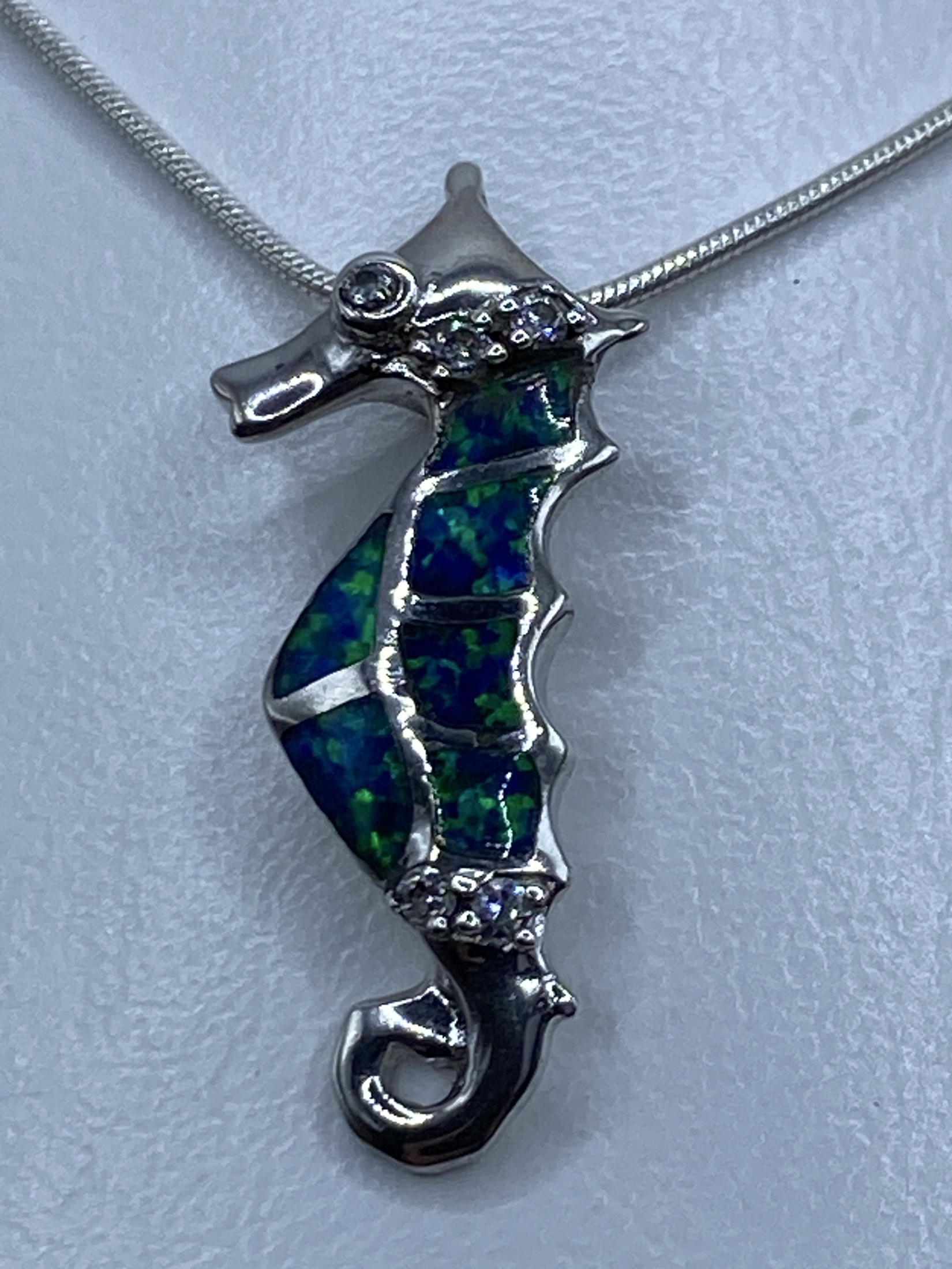 Dije Caballito de Mar Plata 925 Ópalo Azul — Taxco