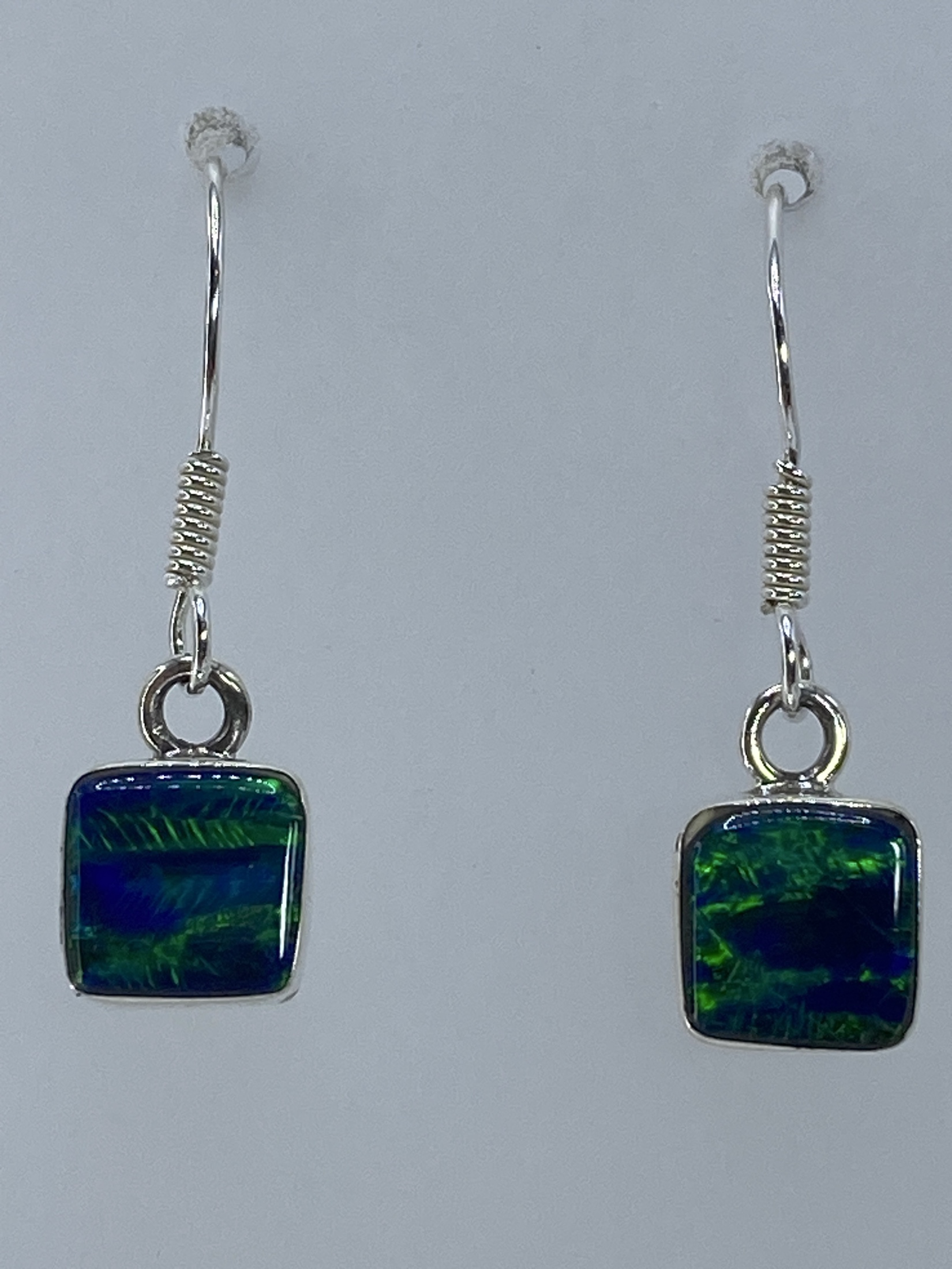 Aretes de Plata 950 con Ópalo de Fuego Verde — Taxco