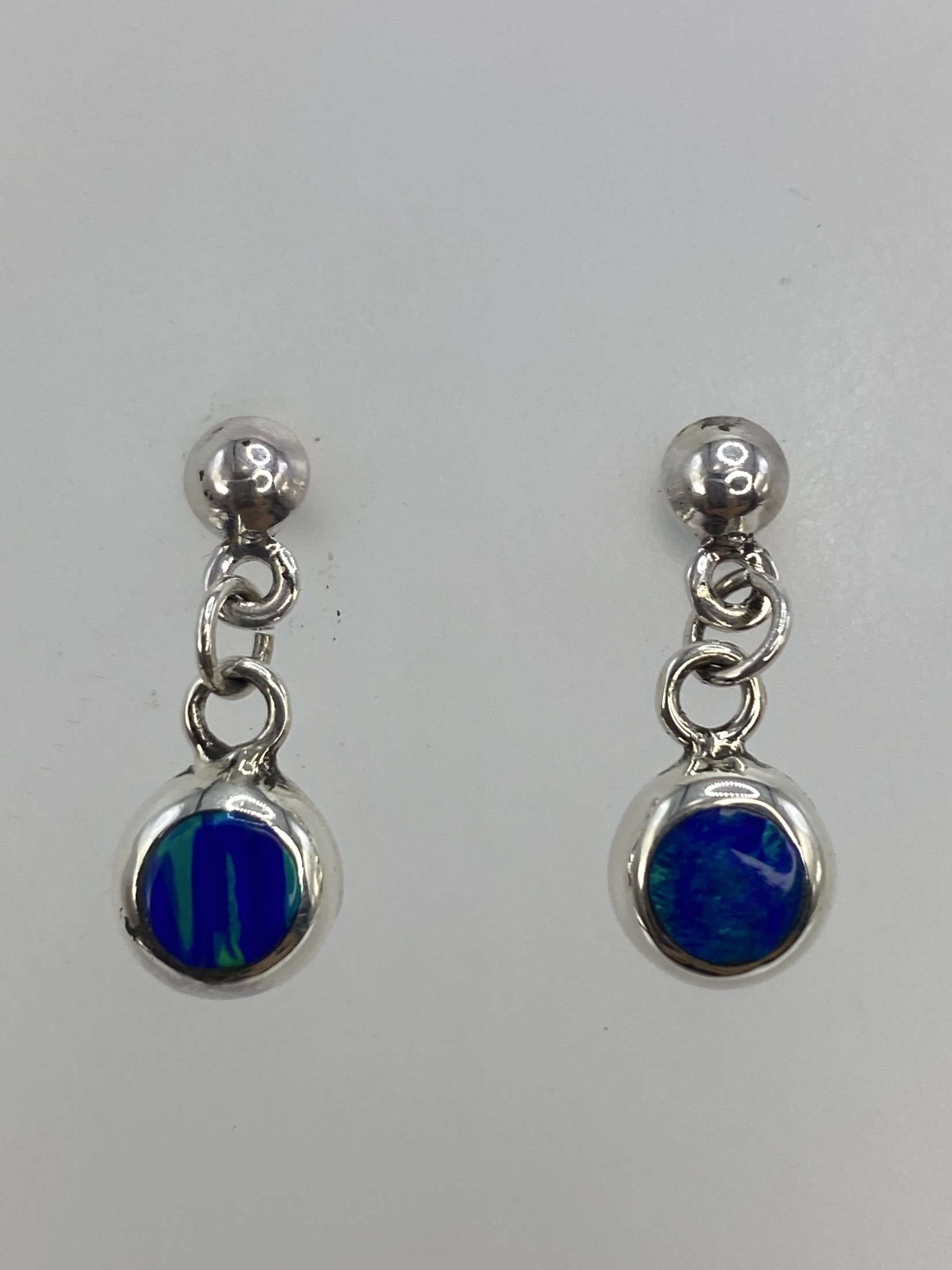 Aretes de Plata con Ópalo de Fuego Azul — Taxco 925