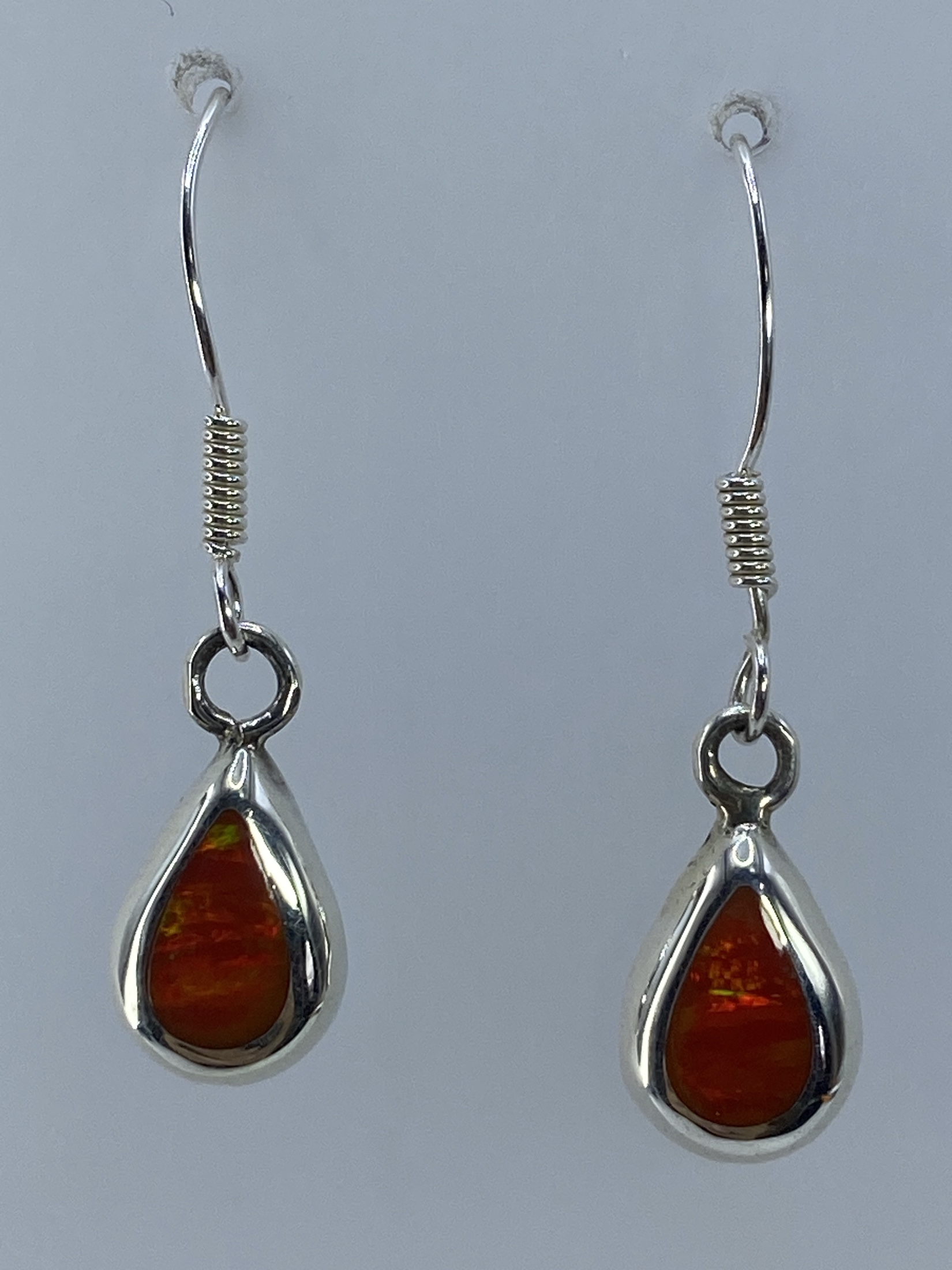 Aretes de Plata con Ópalo de Fuego Naranja — Taxco 925
