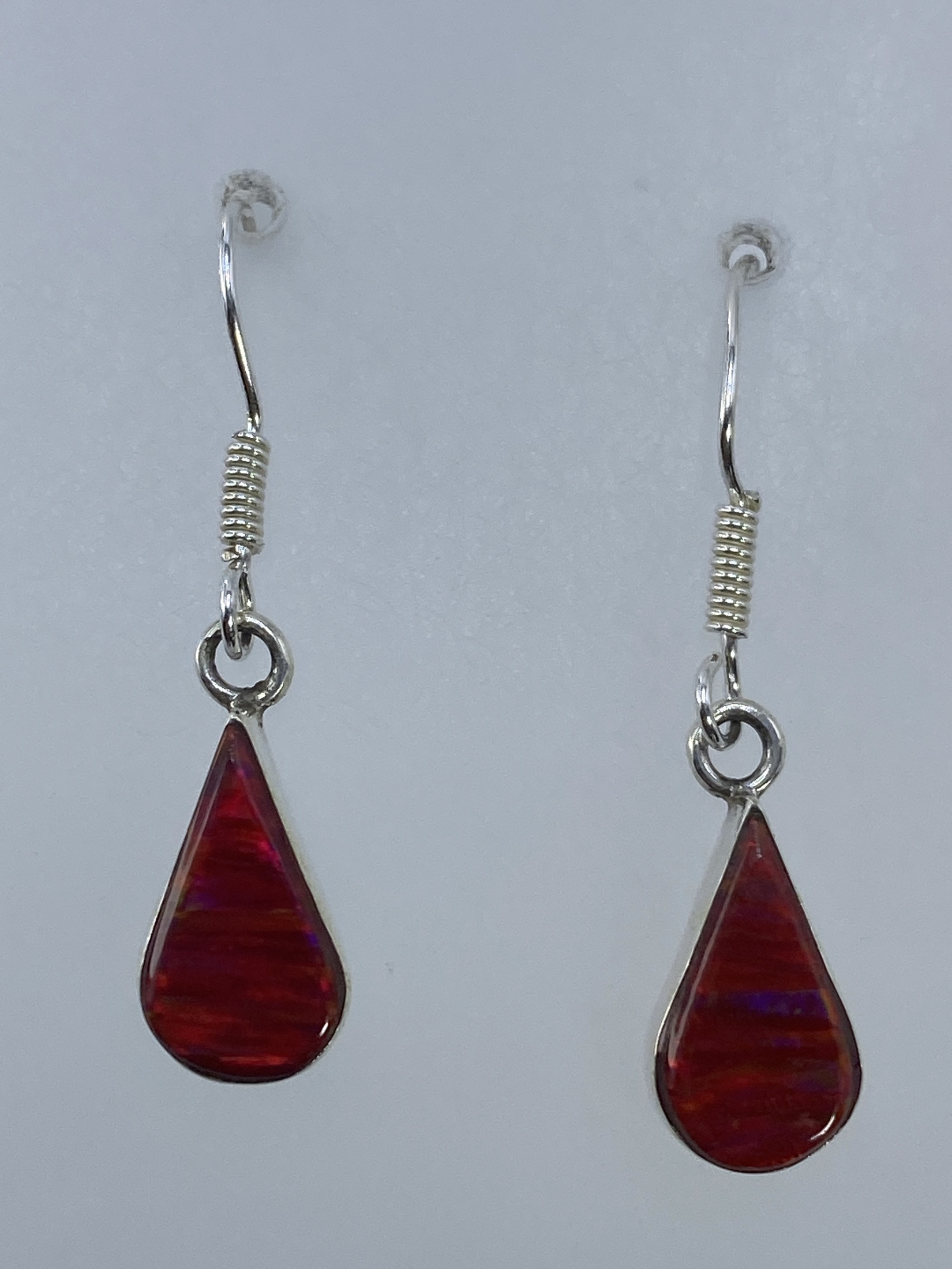 Aretes de Plata con Ópalo de Fuego Rojo — Taxco 950