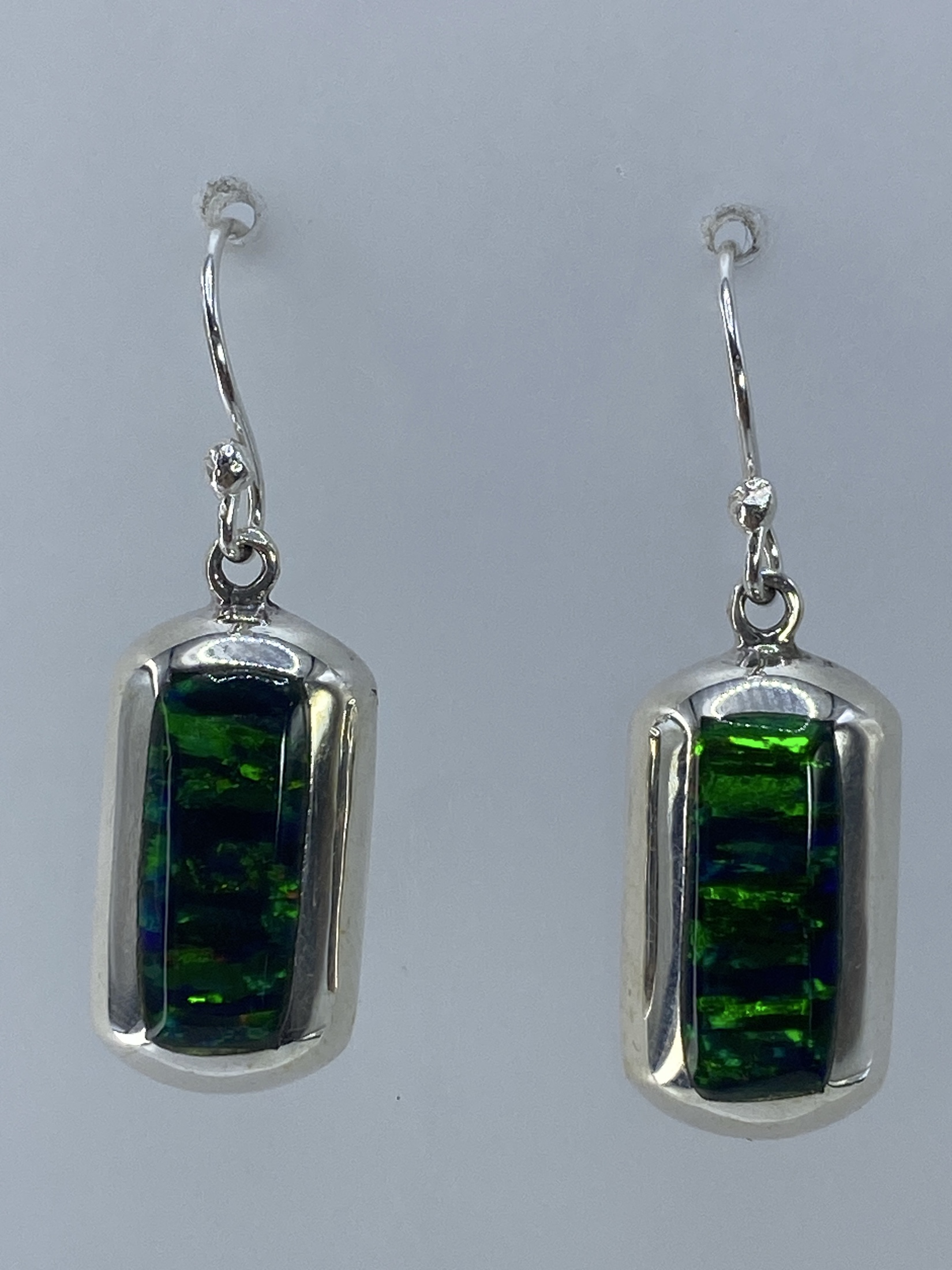 Aretes de Plata con Ópalo de Fuego Verde — Taxco 925