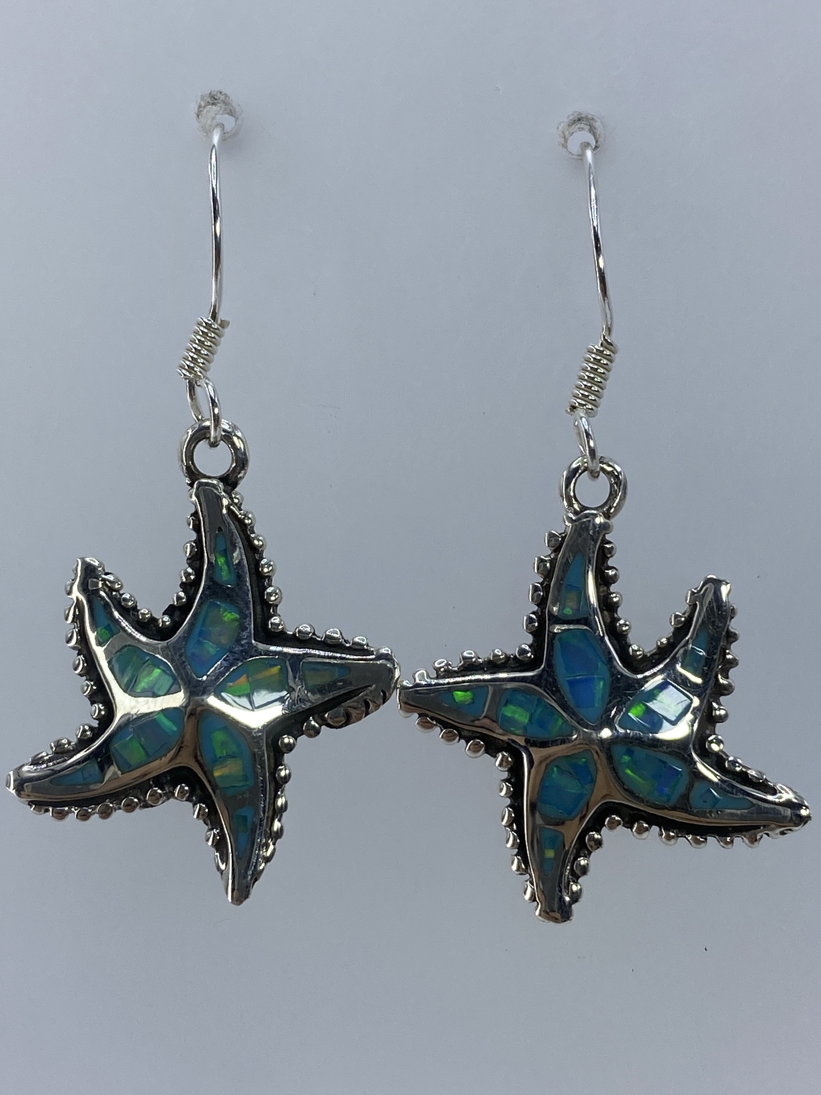 Aretes de Plata Estrella Marina con Ópalo de Fuego — Taxco 950