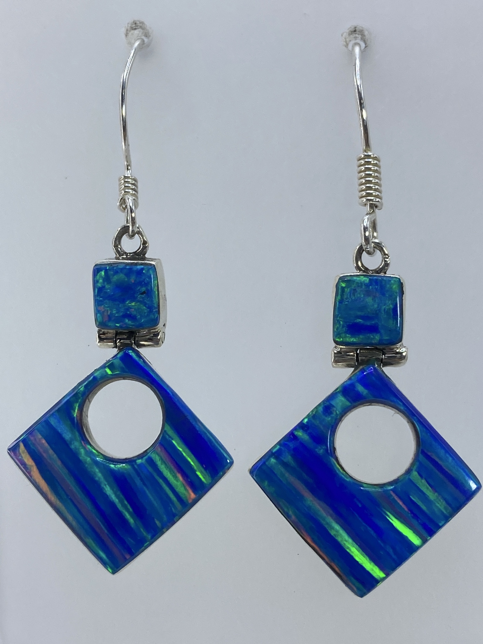 Aretes de Plata Ópalo de Fuego Verde Olivo — Taxco 950