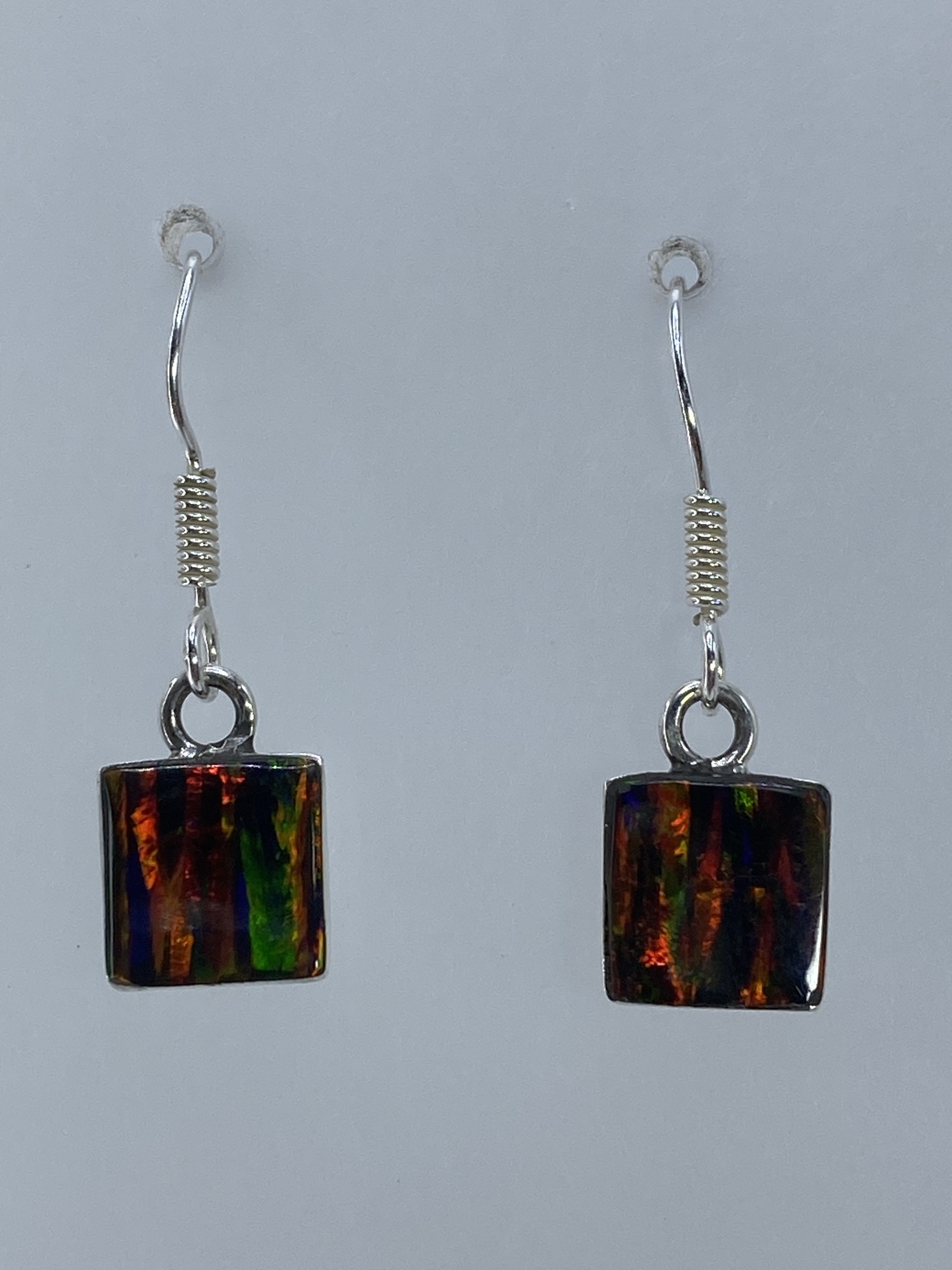 Aretes de Plata 925 con Ópalo de Fuego Multicolor
