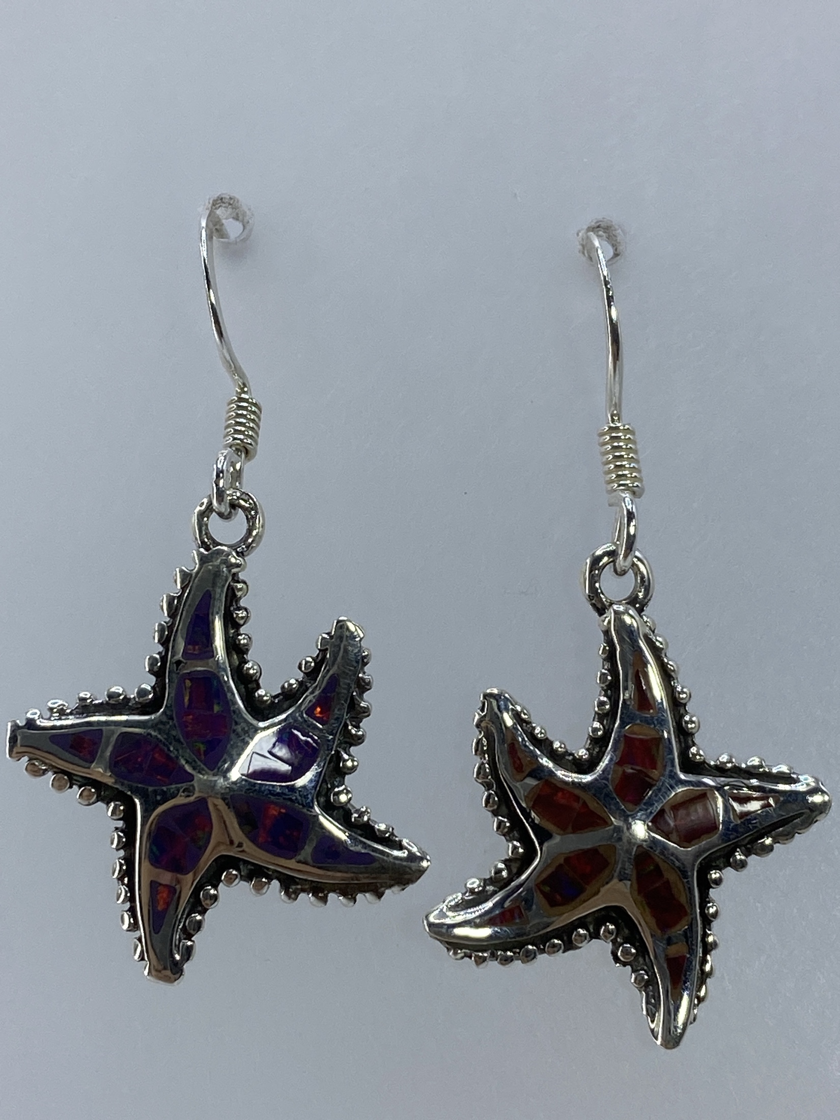 Aretes Estrella Marina Ópalo de Fuego Plata 950 — Taxco