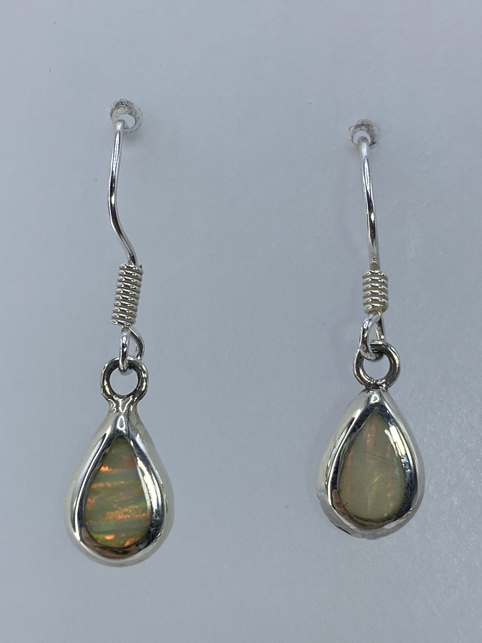 Aretes de Plata Ópalo de Fuego Multicolor — Taxco 950
