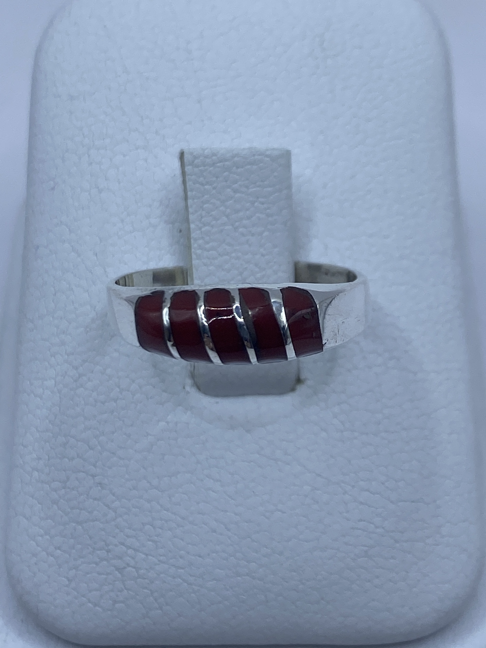 Anillo de Plata Coral Rojo Geométrico — Taxco 925