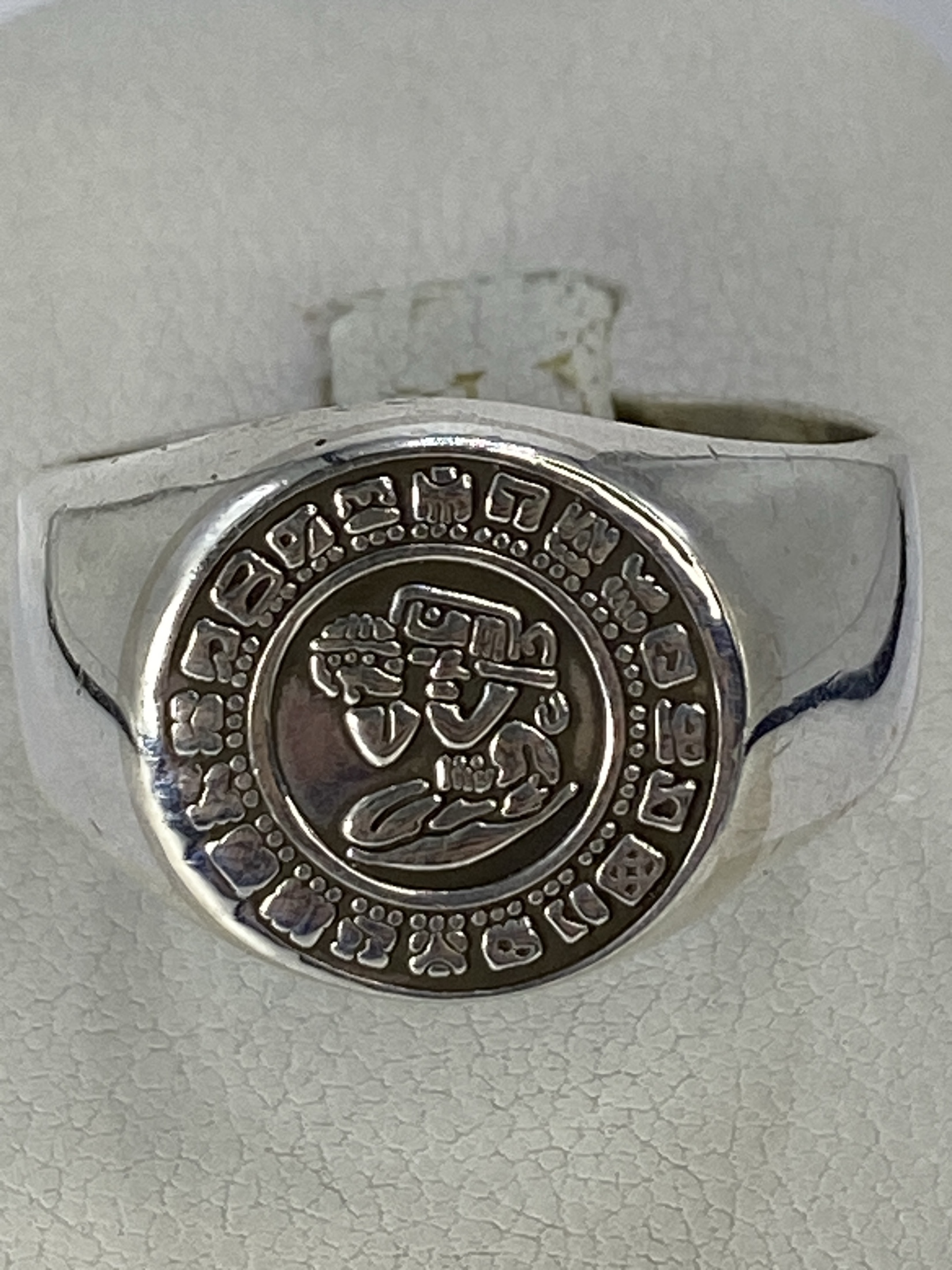 Anillo Plata Calendario Azteca Repujado — Taxco 925