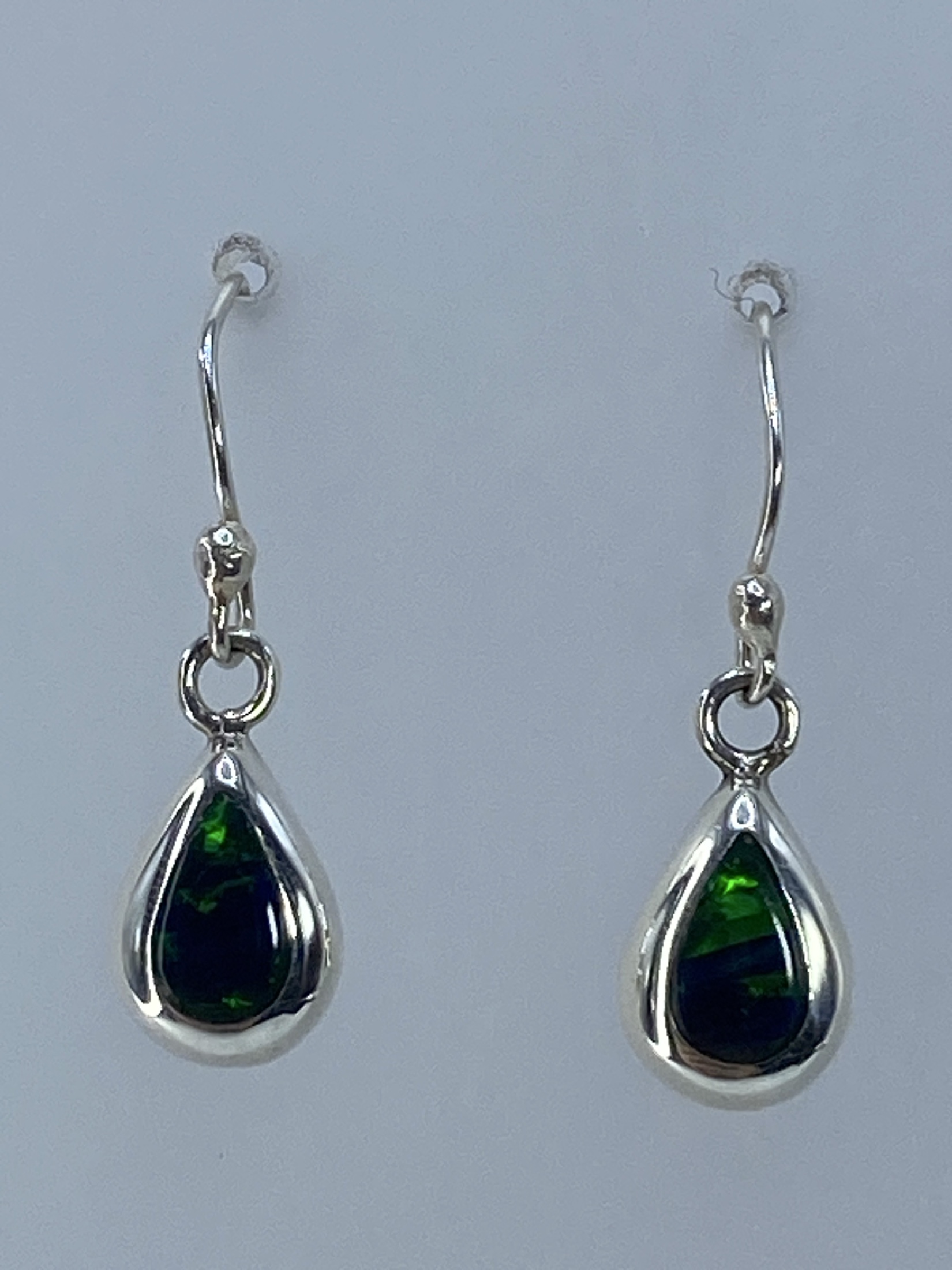 Aretes Plata Ópalo de Fuego Verde — Taxco 925