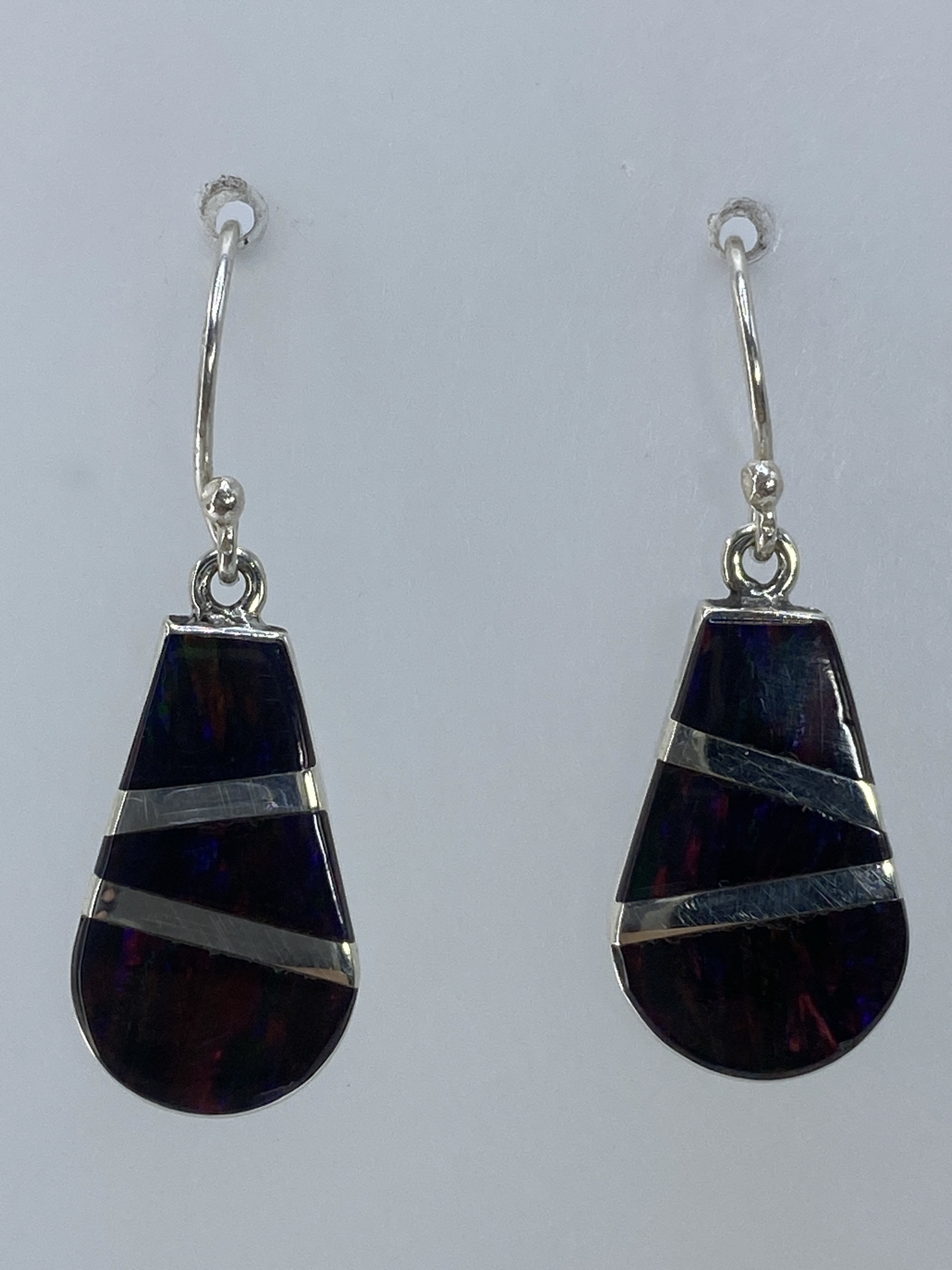 Aretes de Plata con Ópalo de Fuego Multicolor — Taxco 950