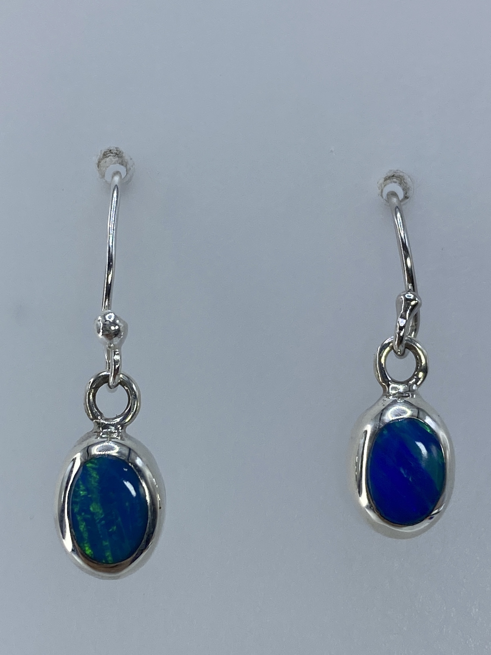 Aretes de Plata Ópalo de Fuego Verde — Taxco 925