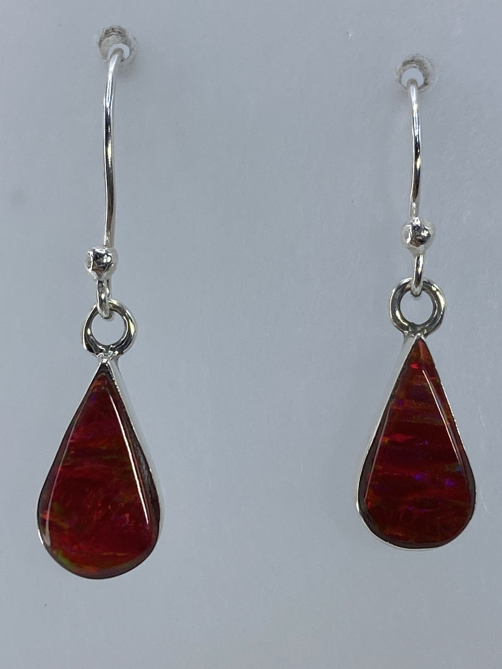 Aretes Ópalo de Fuego Rojo Plata 950 — Taxco