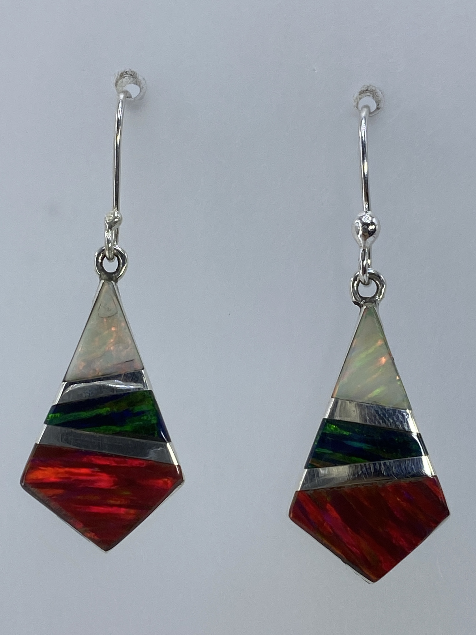 Aretes de Plata 950 con Ópalo de Fuego Multicolor — Taxco