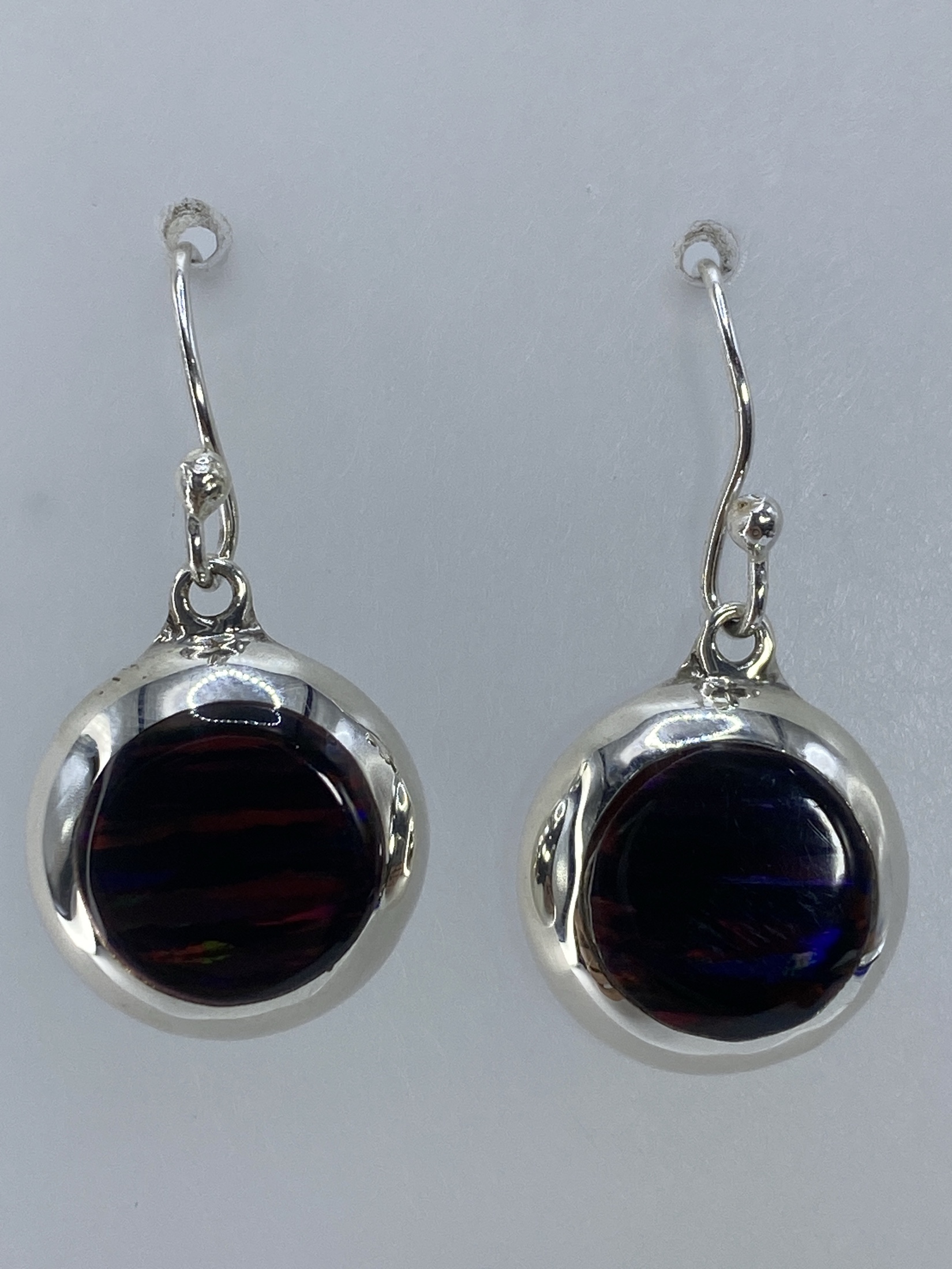 Aretes de Plata con Ópalo de Fuego Multicolor — Taxco 925