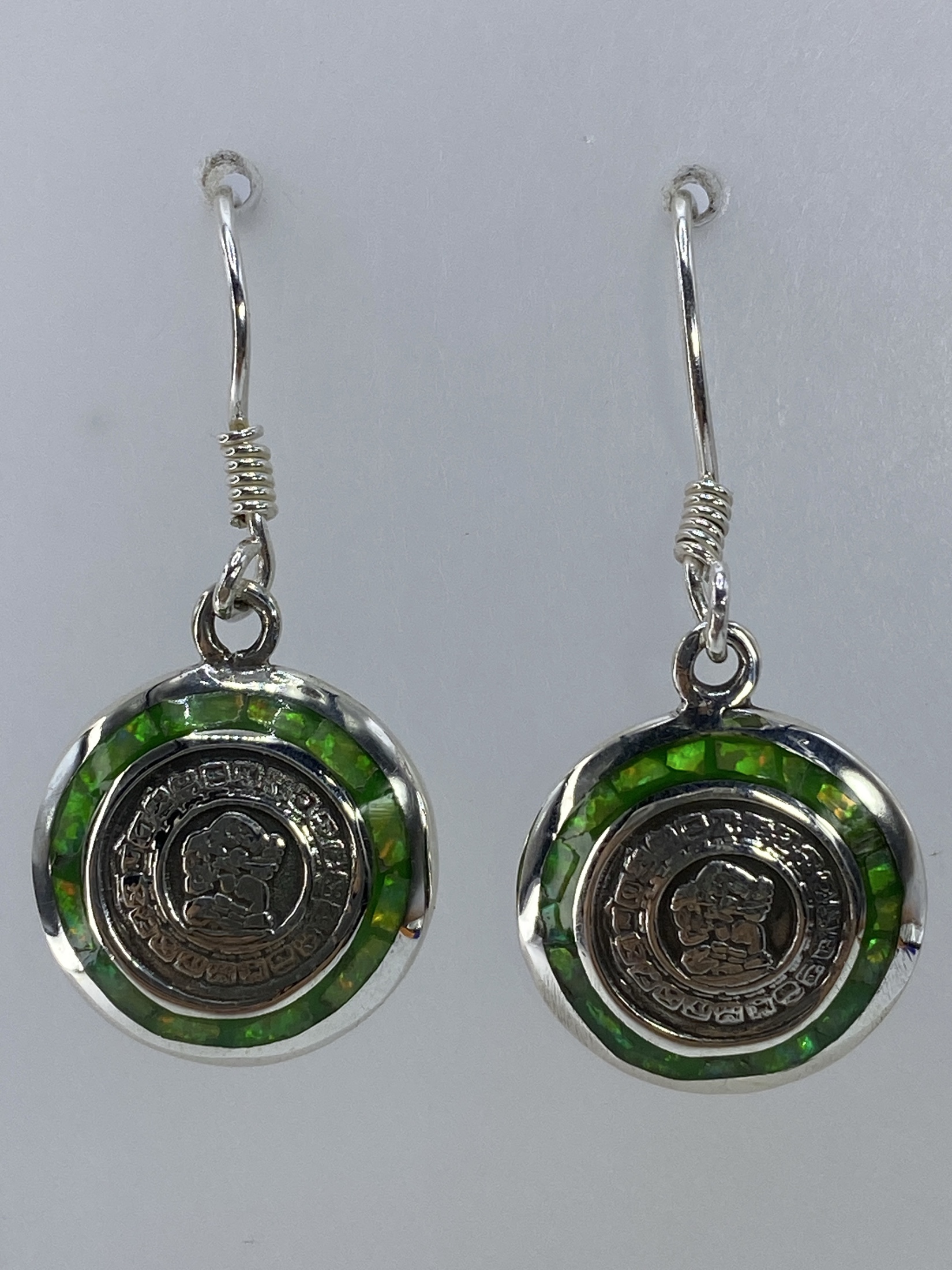 Aretes de Plata 950 con Ópalo de Fuego Verde — Taxco