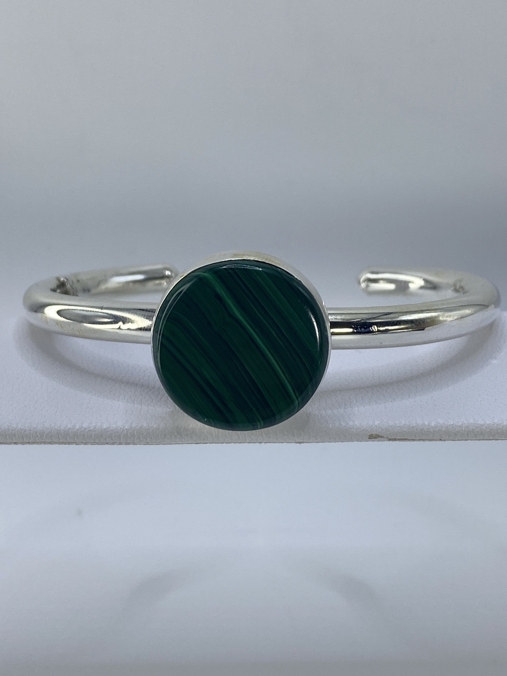 Brazalete de Plata Malaquita Verde — Taxco 925