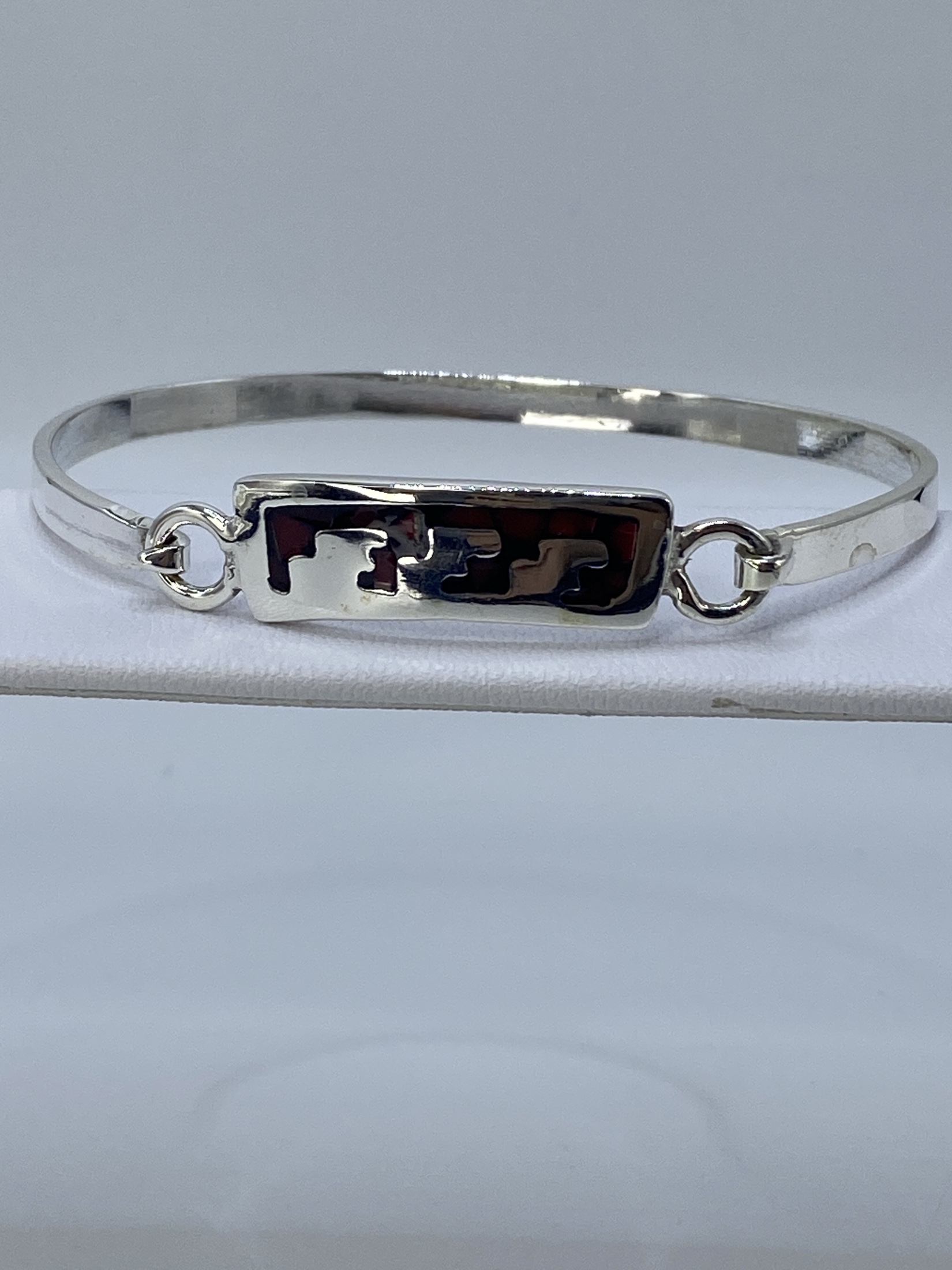 Brazalete Plata 925 con Coral Rojo — Taxco