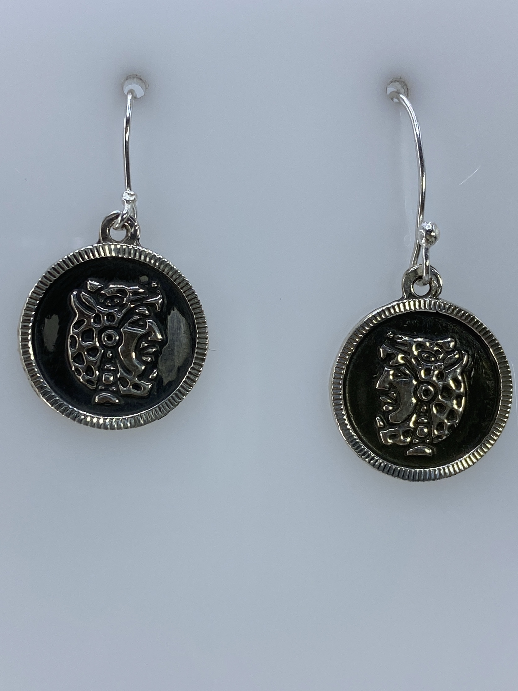 Aretes Plata Repujado Motivo Prehispánico — Taxco 925