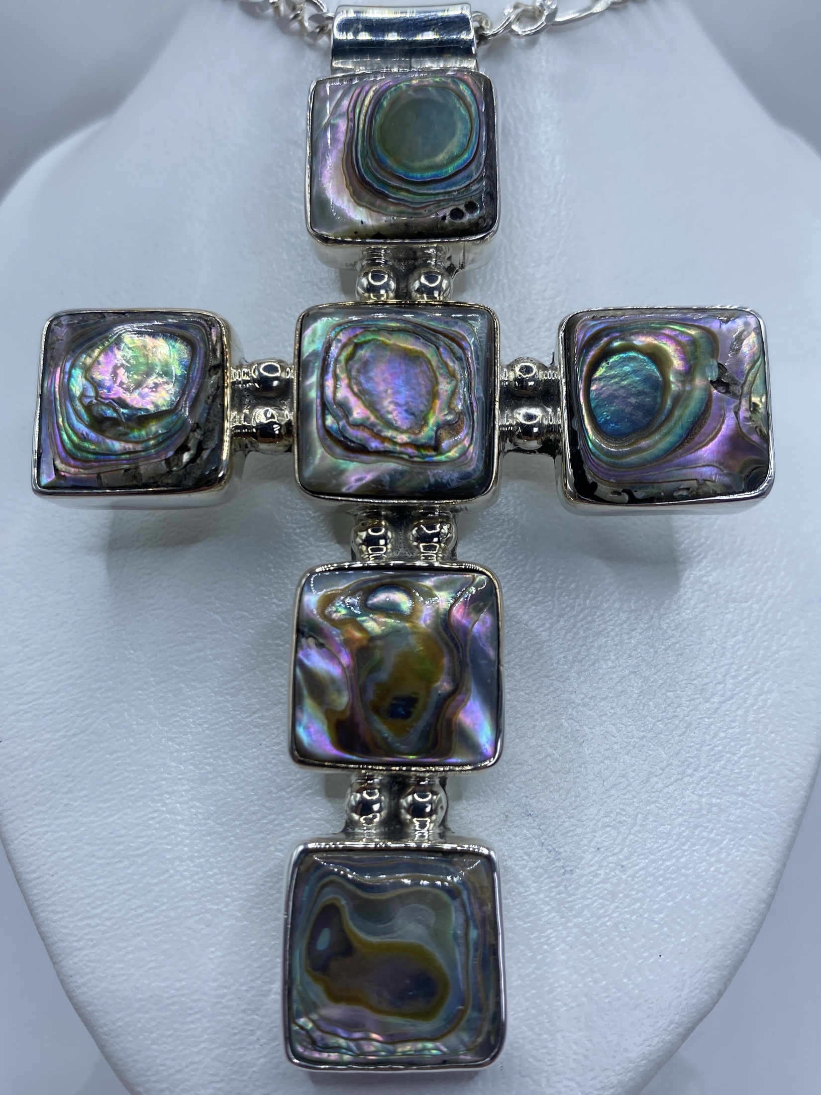 Cruz de Plata con Concha de Abulón — Taxco 925