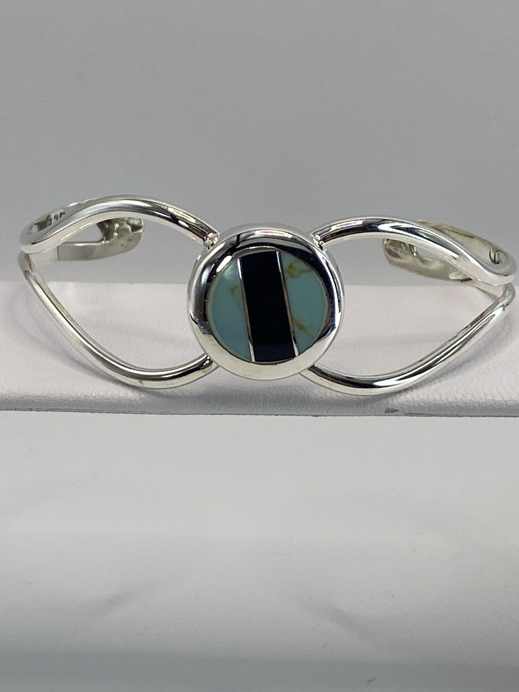 Brazalete de Plata Ónix y Turquesa — Taxco 925