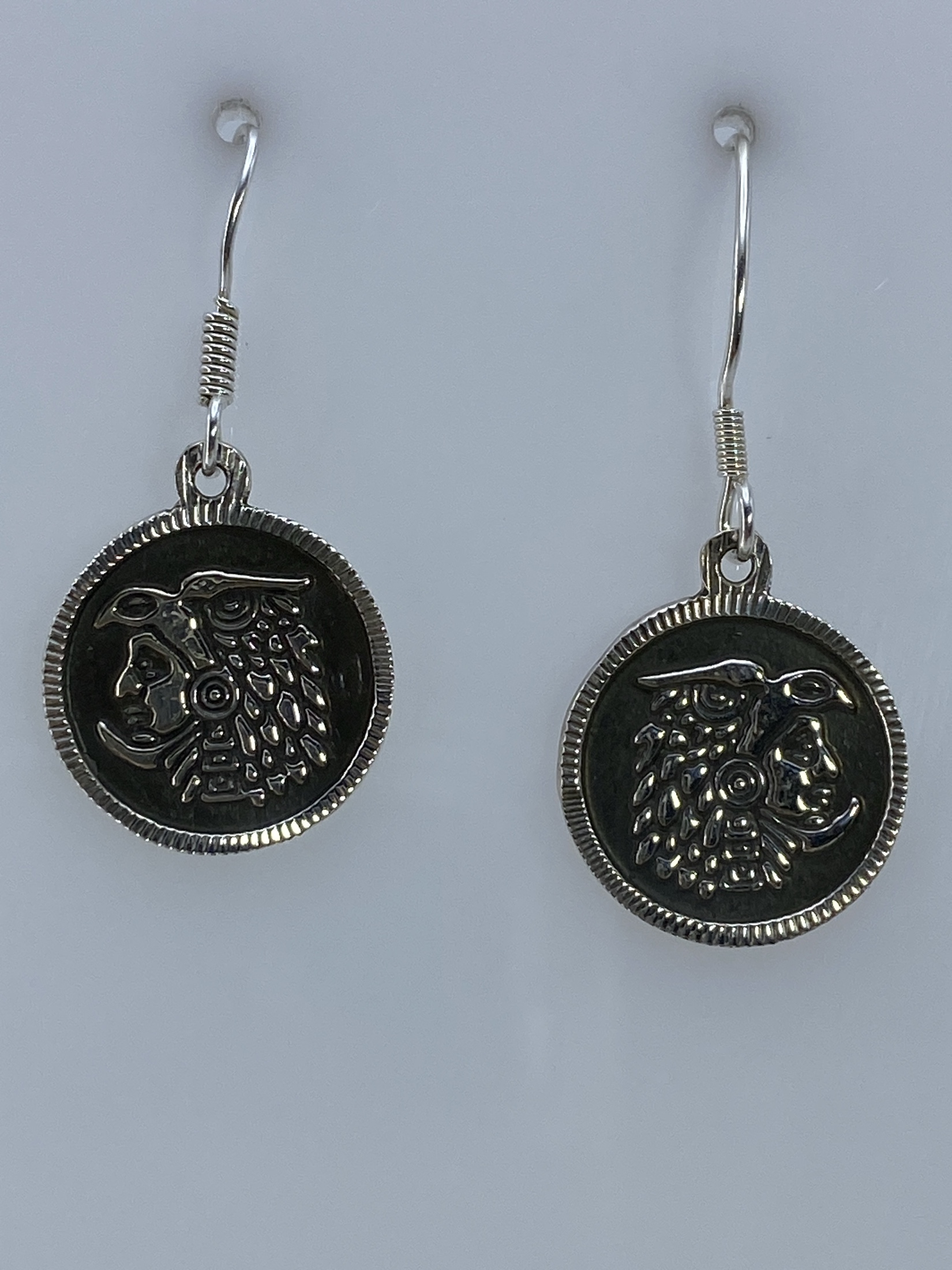 Aretes de Plata Repujados — Rostro Prehispánico Taxco 925