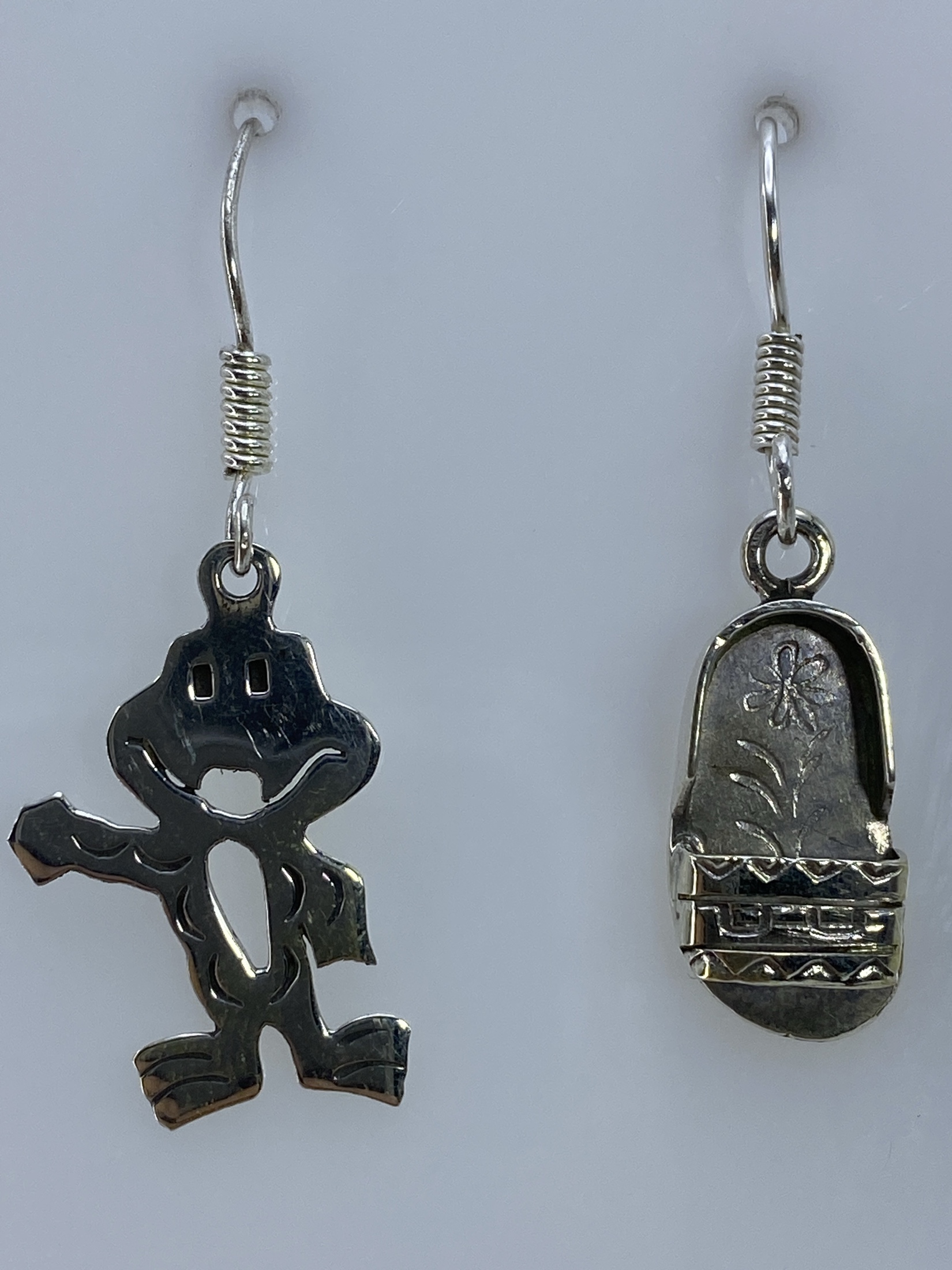 Aretes Plata Repujado Personaje Prehispánico — Taxco 950