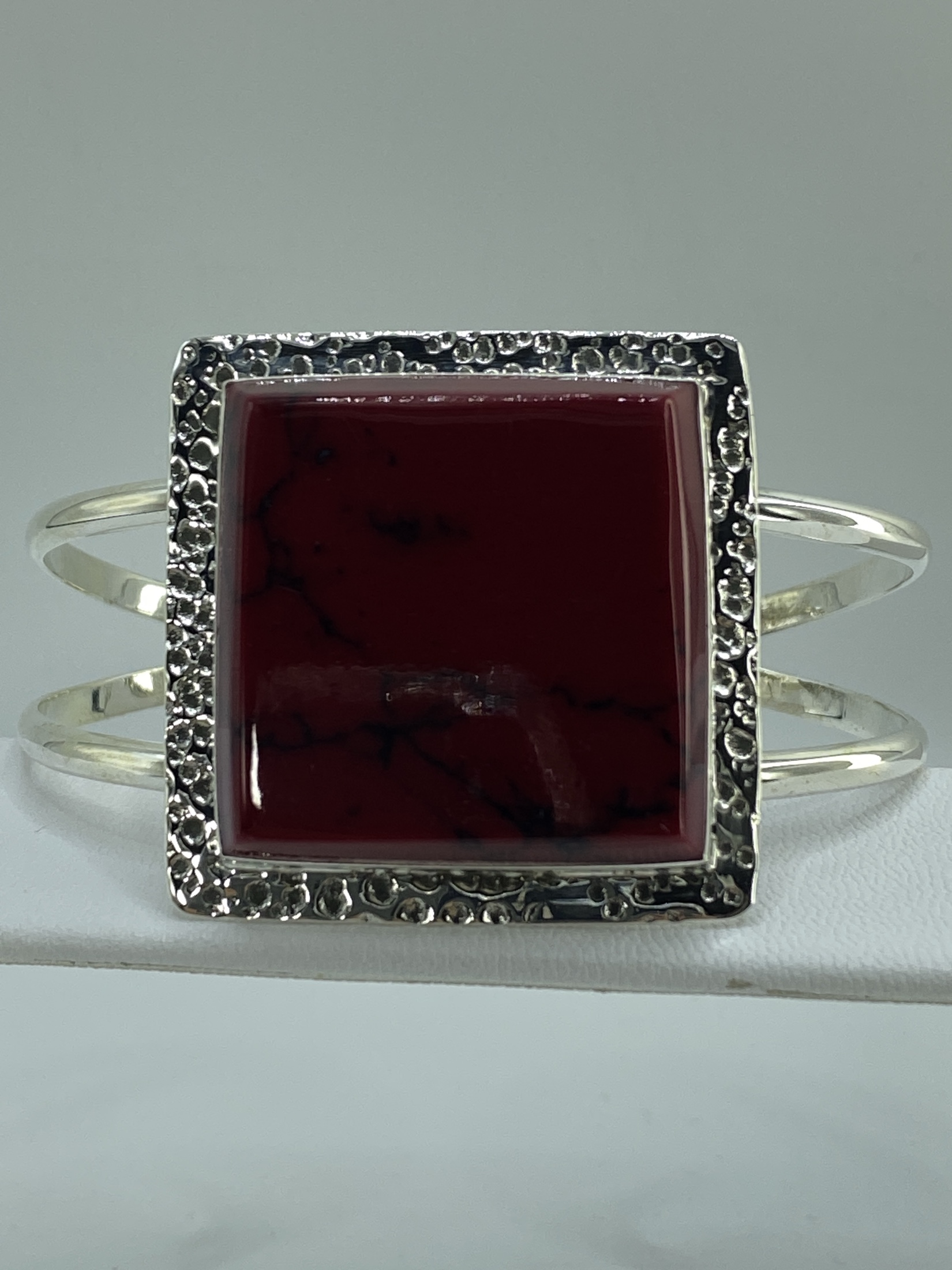 Brazalete de Plata con Coral Rojo — Taxco 925