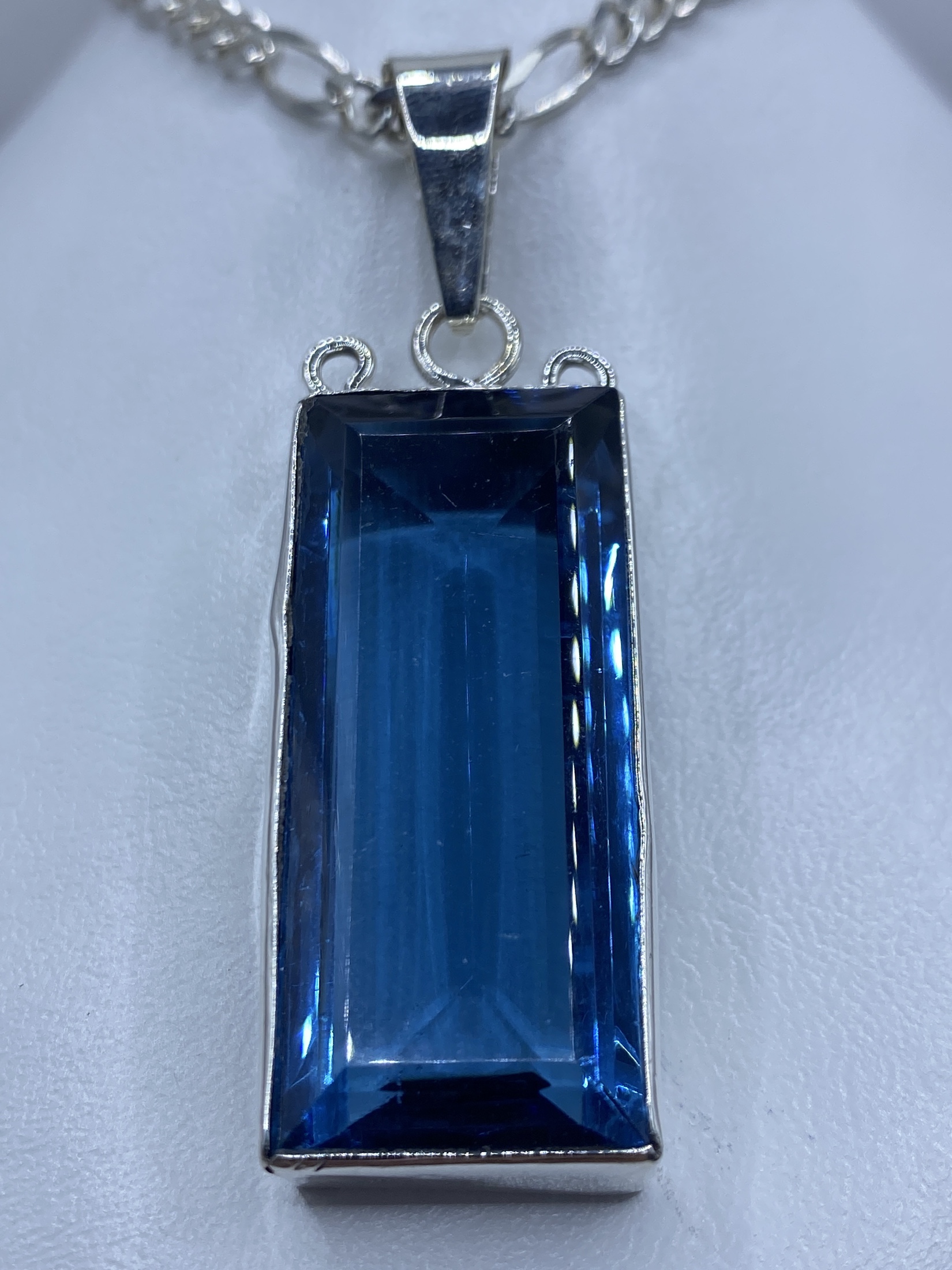 Dije Plata 950 Circonia Azul Rectangular — Taxco