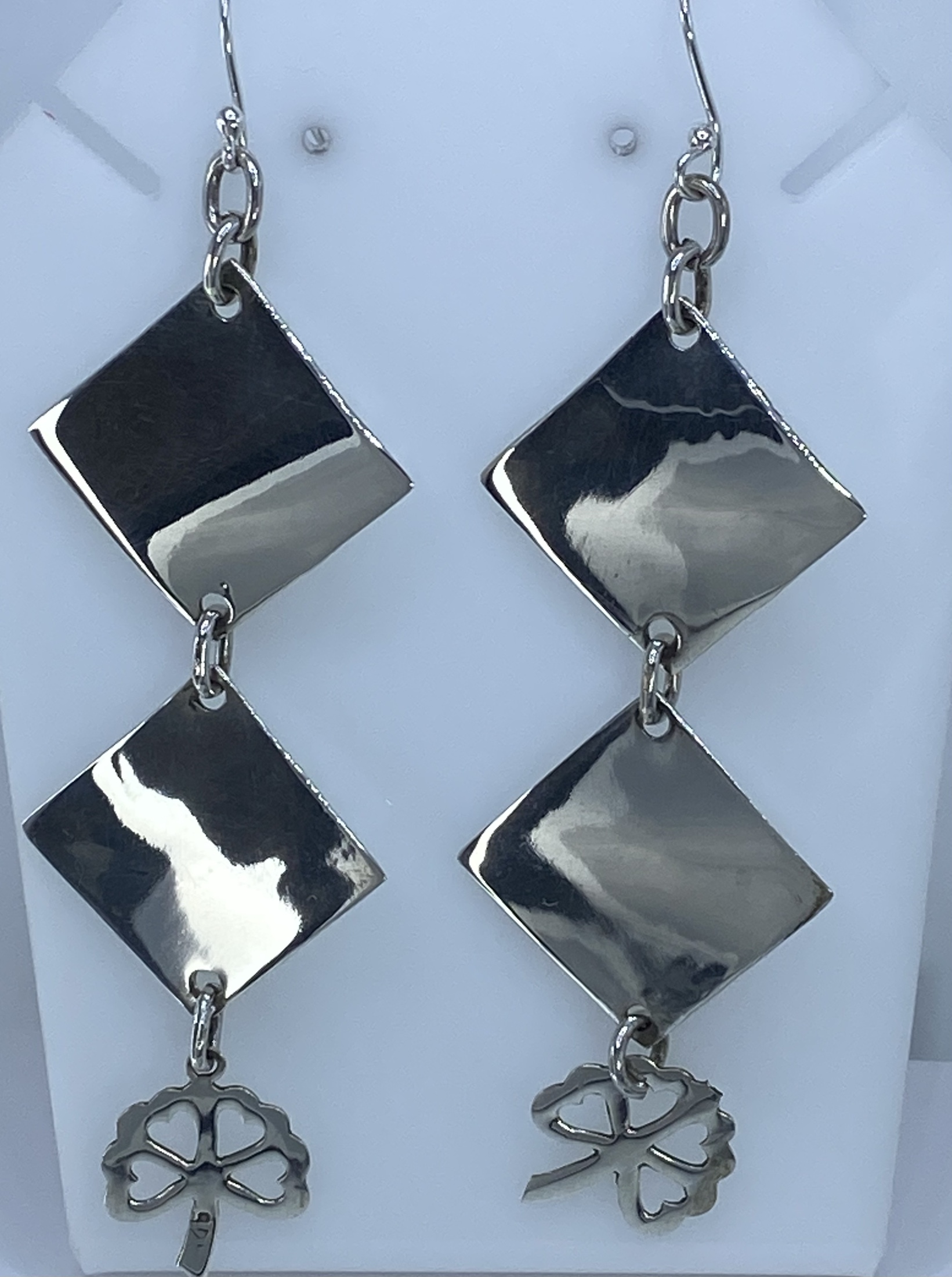 Aretes de Plata Geométricos con Quatre-Feuille — Taxco 925