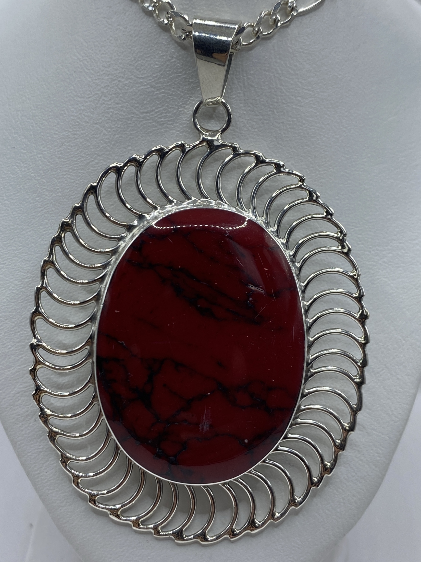 Dije de Plata Coral Rojo — Engastado a Mano Taxco 925
