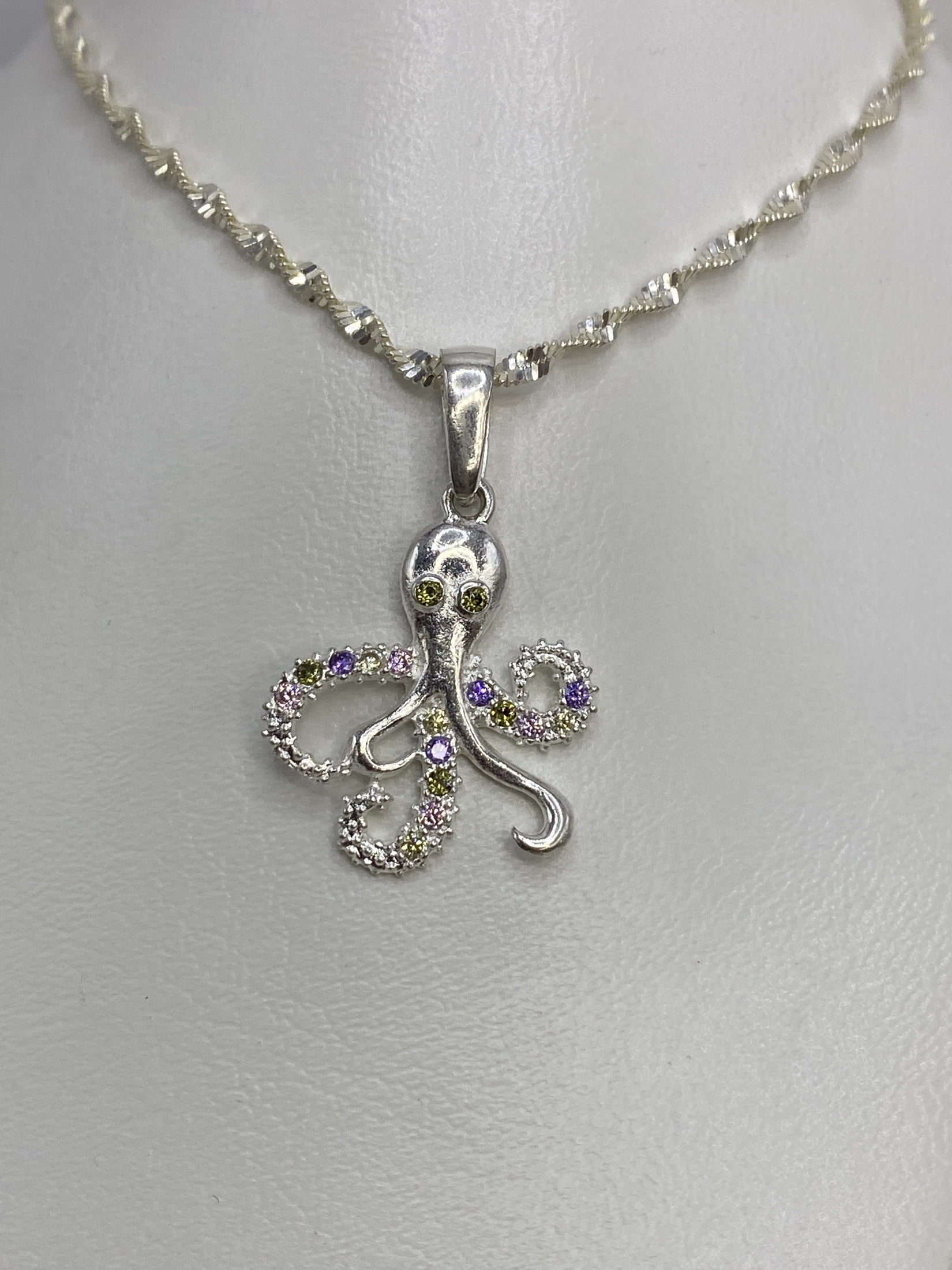 Dije de Plata Pulpo con Micro-Circonia Multicolor — Taxco 925