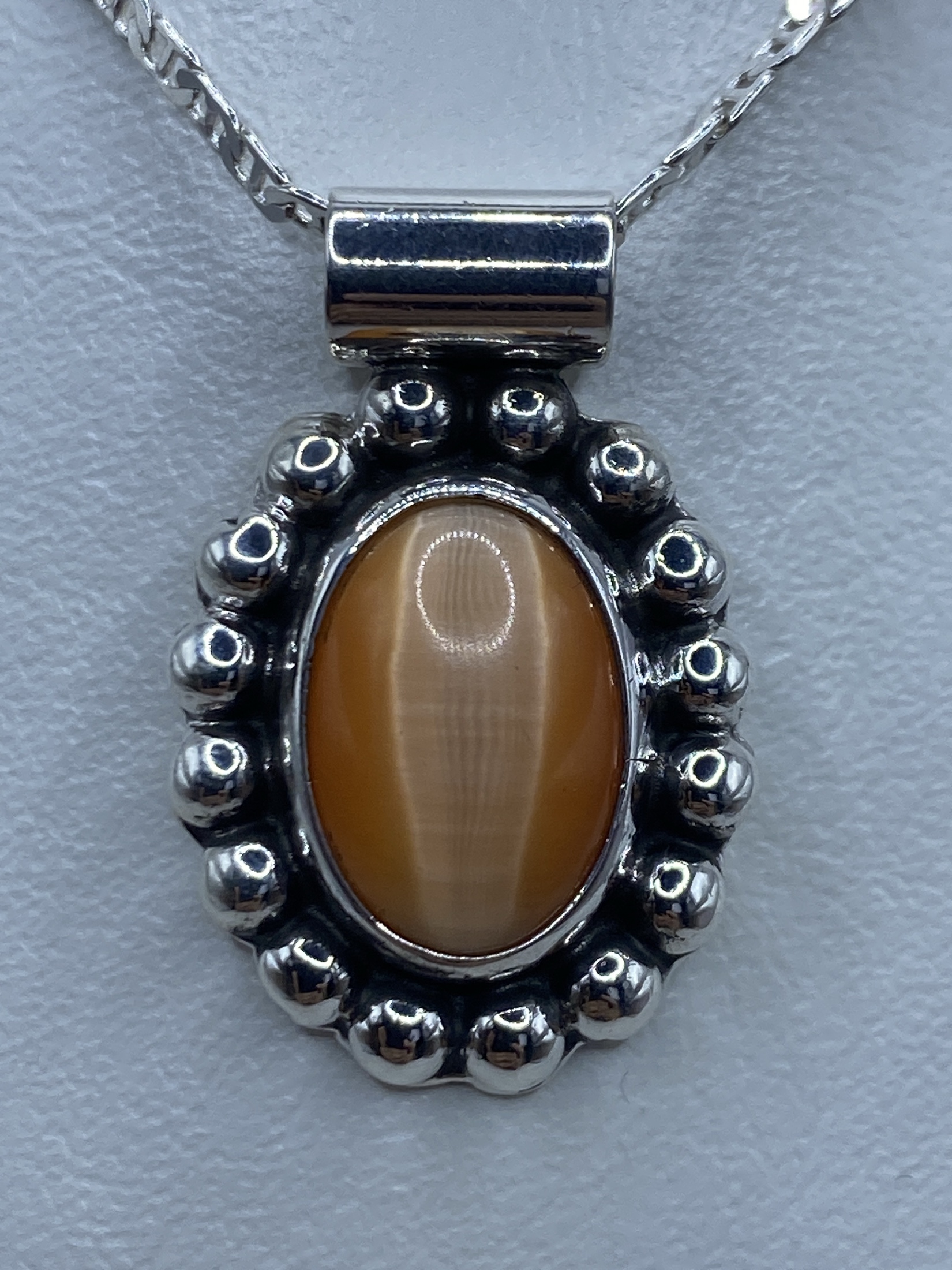 Dije de Plata Ojo de Gato Cafe — Engaste Taxco 925