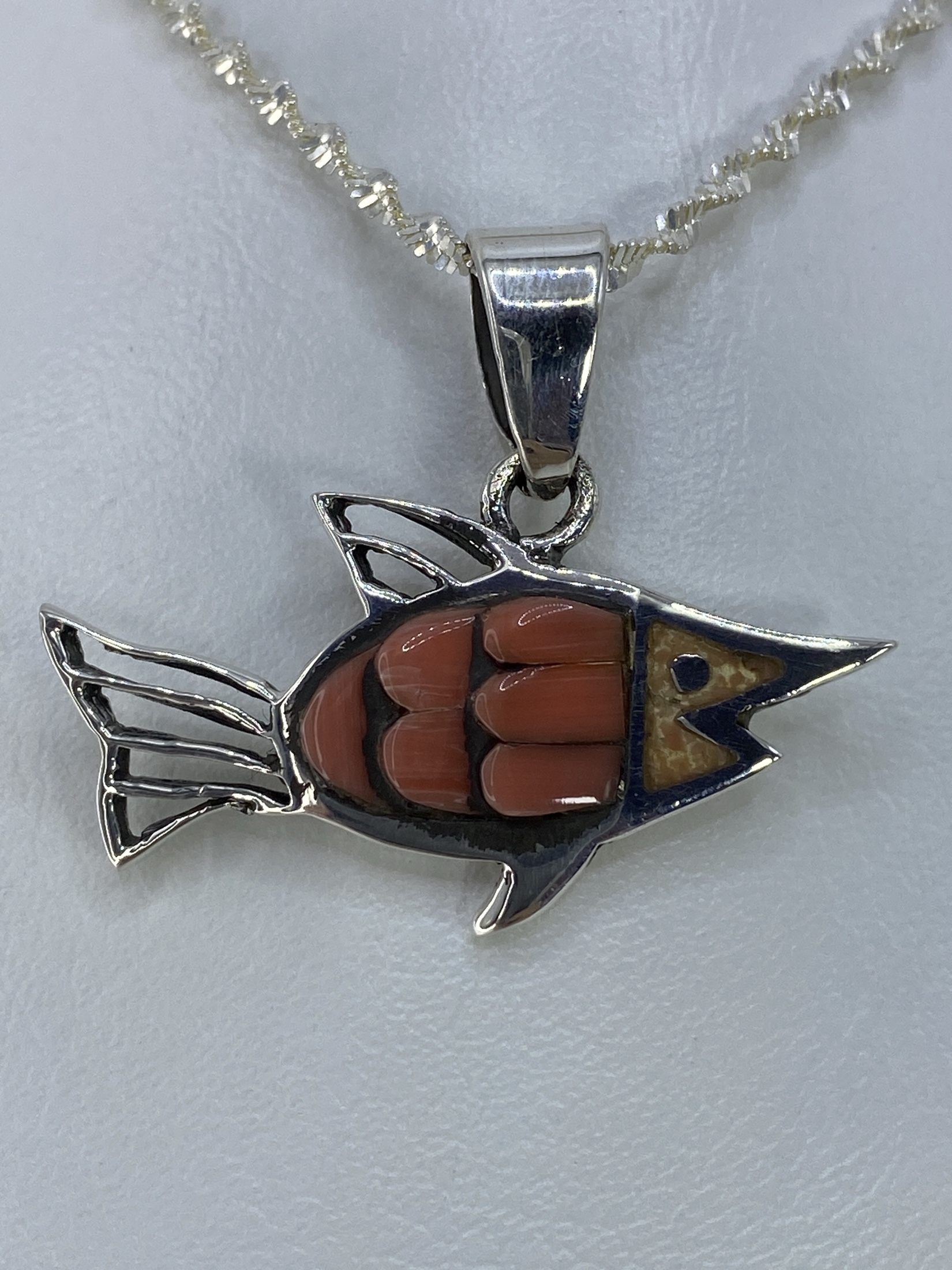 Dije Pez de Plata con Piedra Rosa — Taxco 925
