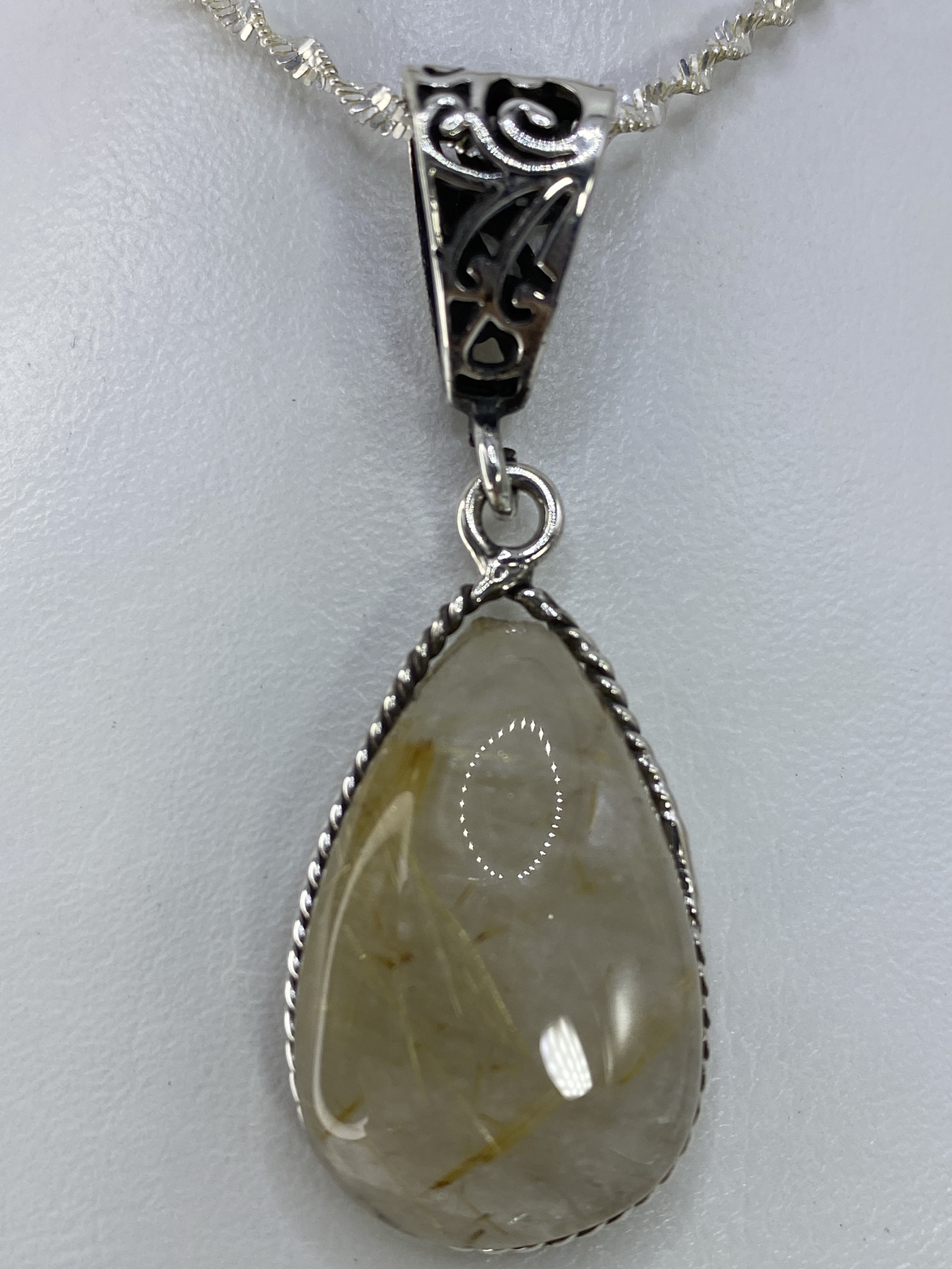 Dije de Plata con Cuarzo Rutilo Cristalino — Taxco 925