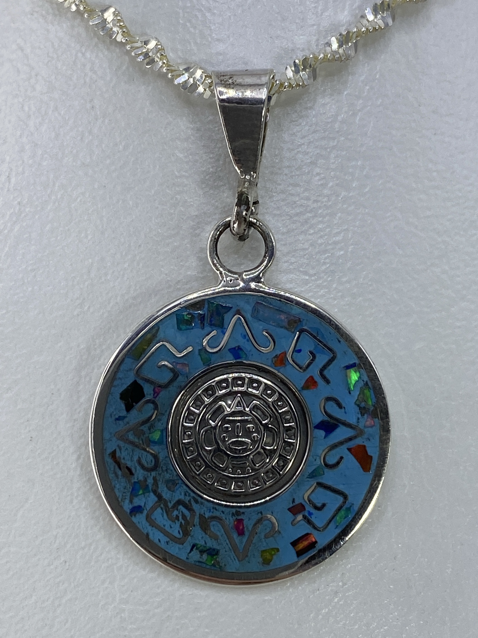 Dije Calendario Azteca Ópalo de Fuego Plata 925