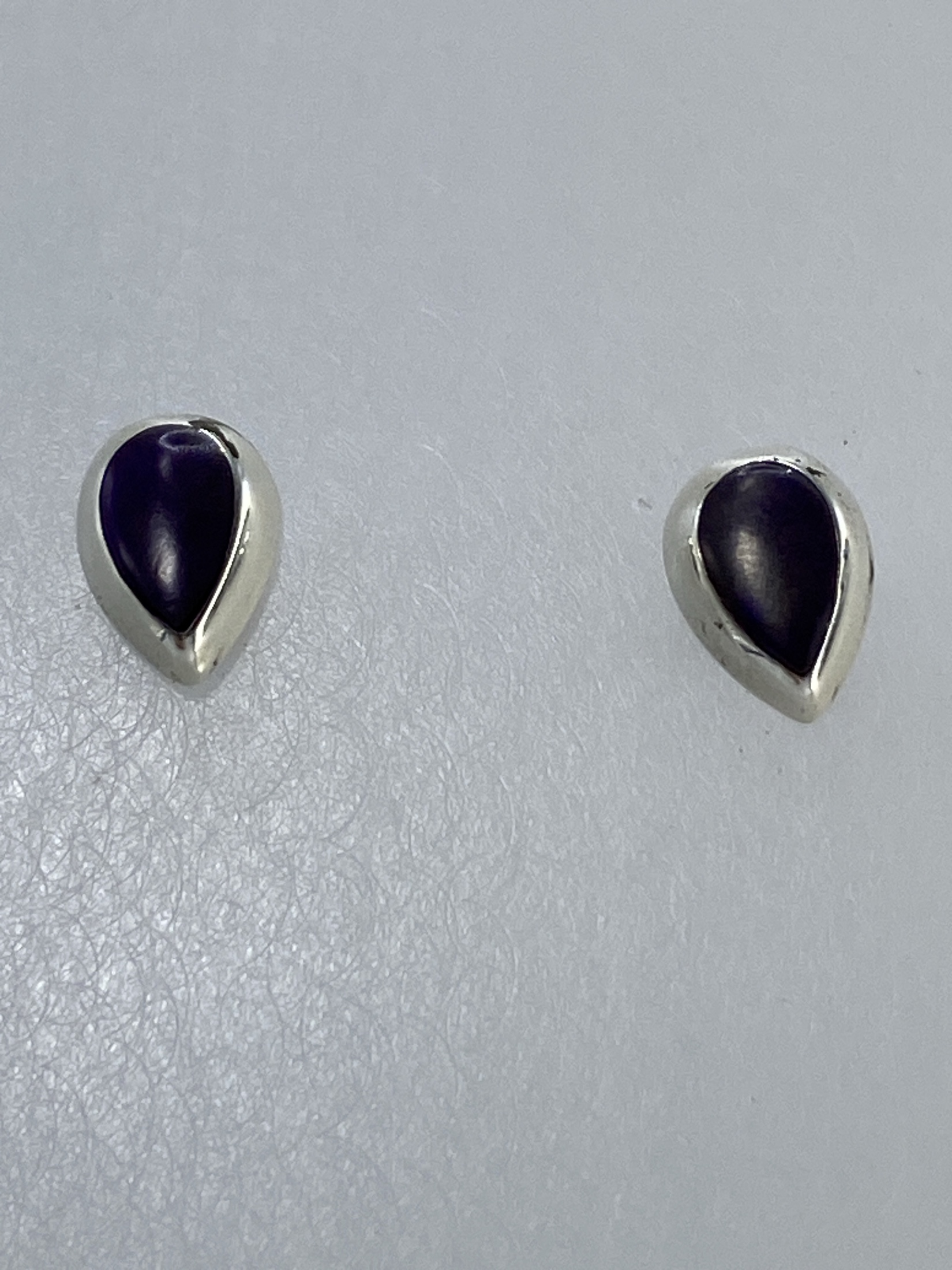 Aretes de Plata Morada — Engaste a Mano Taxco