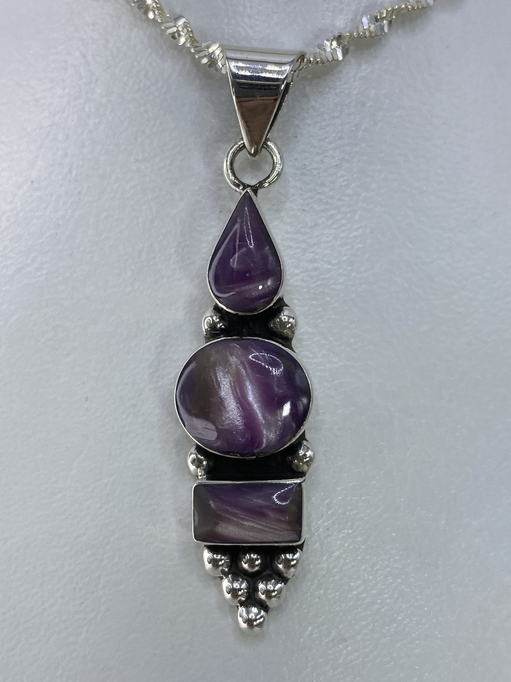 Dije de Plata con Piedra Morada Escalonado — Taxco 925