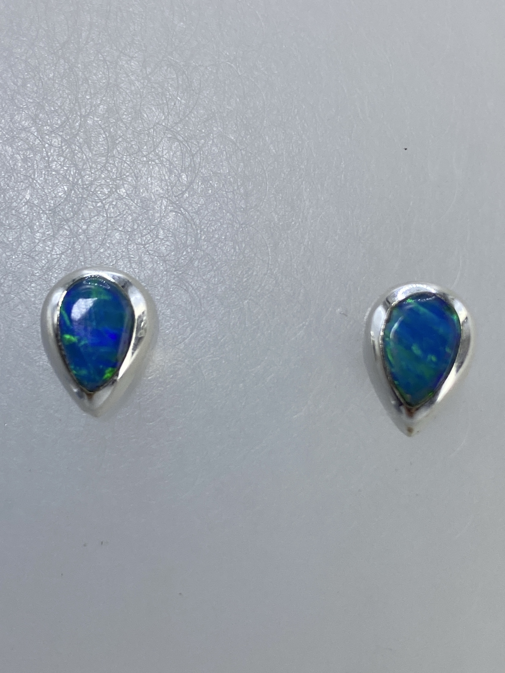 Aretes Plata Ópalo de Fuego Azul — Taxco 925
