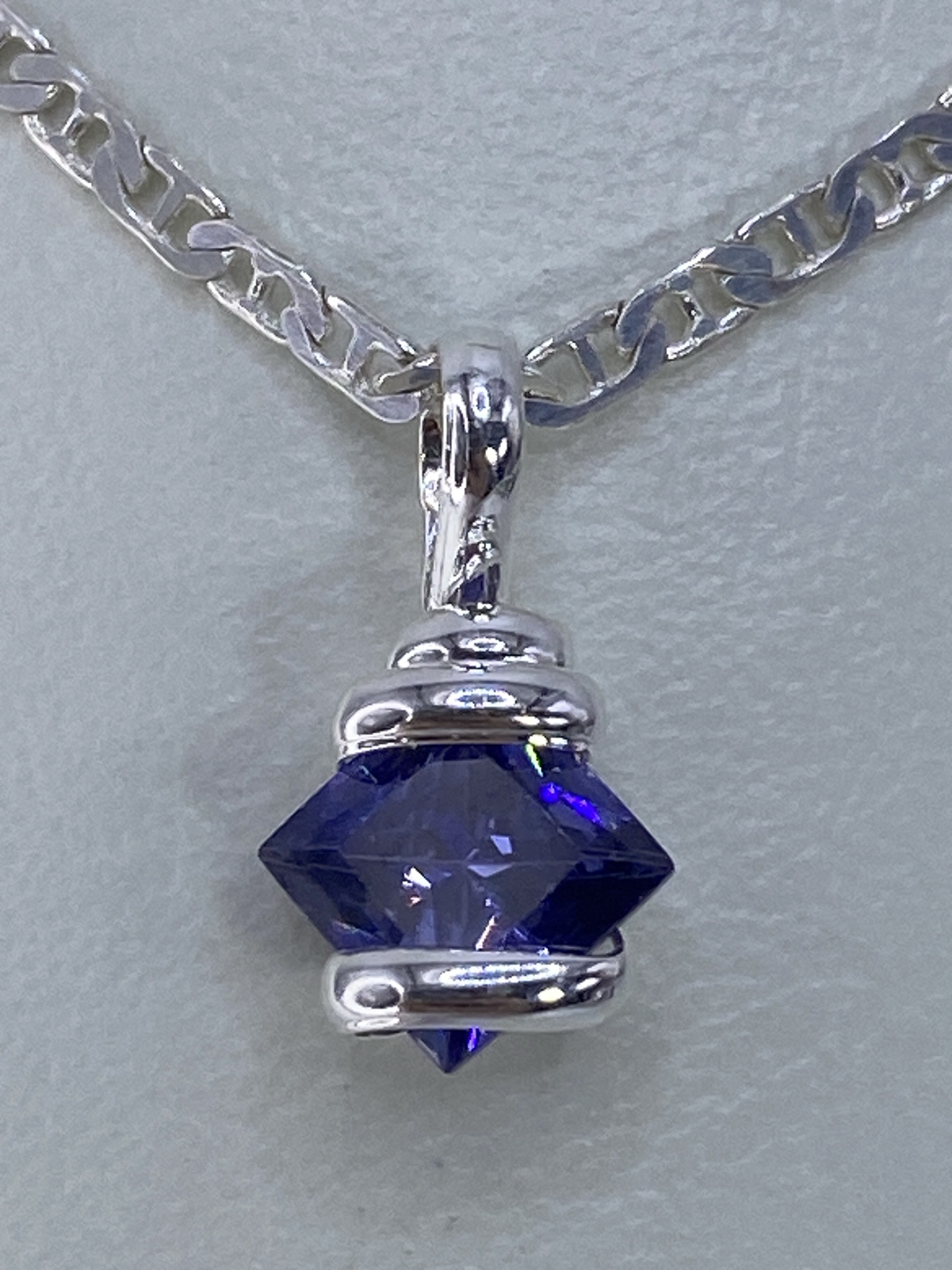 Dije Plata 925 Circonia Azul — Diseño Minimal Taxco