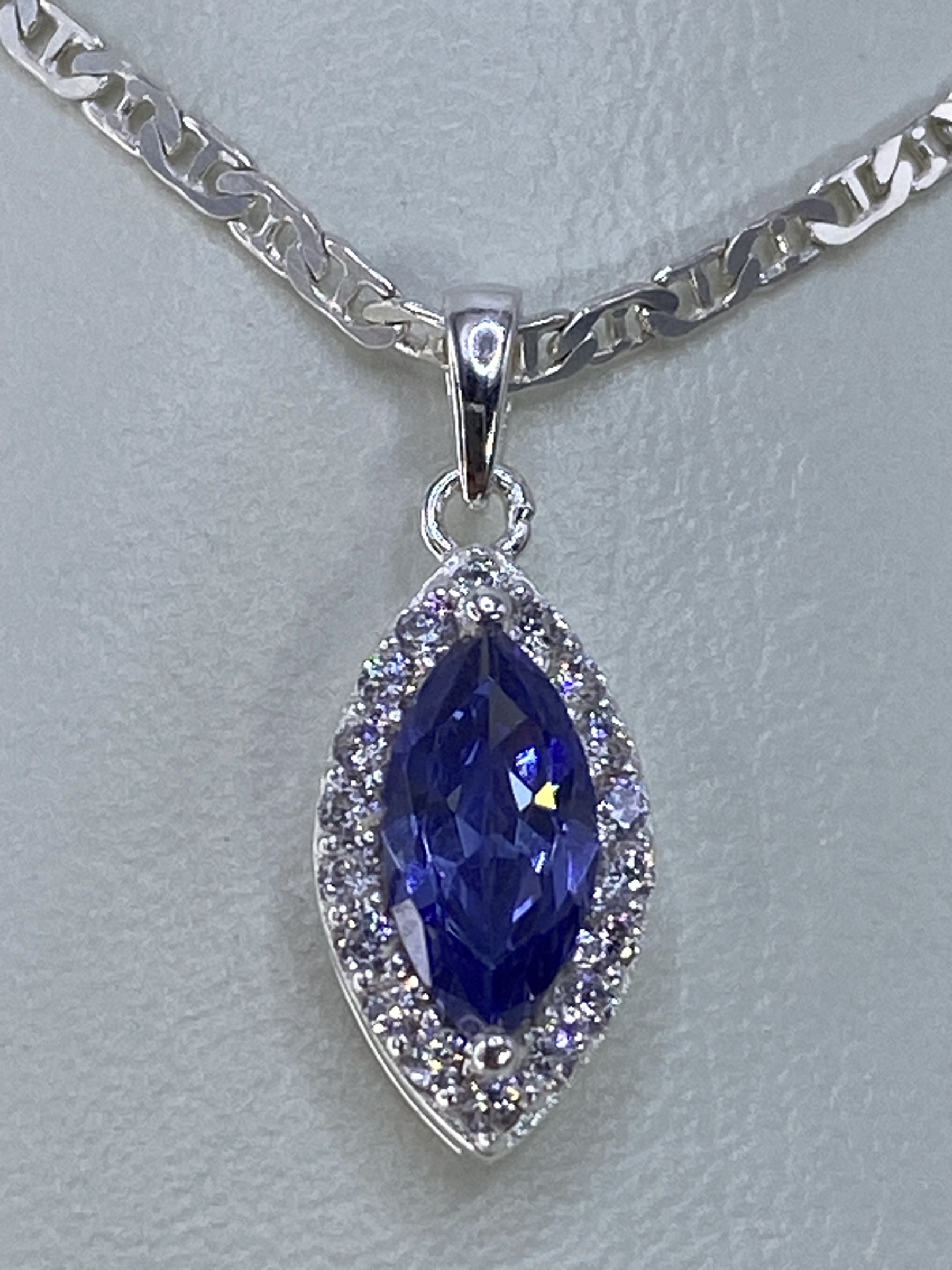 Dije de Plata Circonia Azul + Micro-Circonia — Taxco 925
