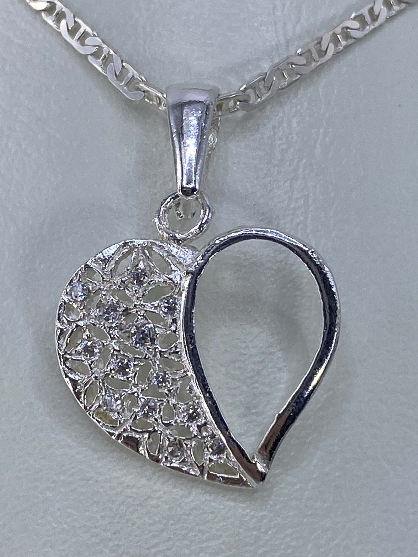 Dije Corazón de Plata 925 con Micro-Circonia — Taxco
